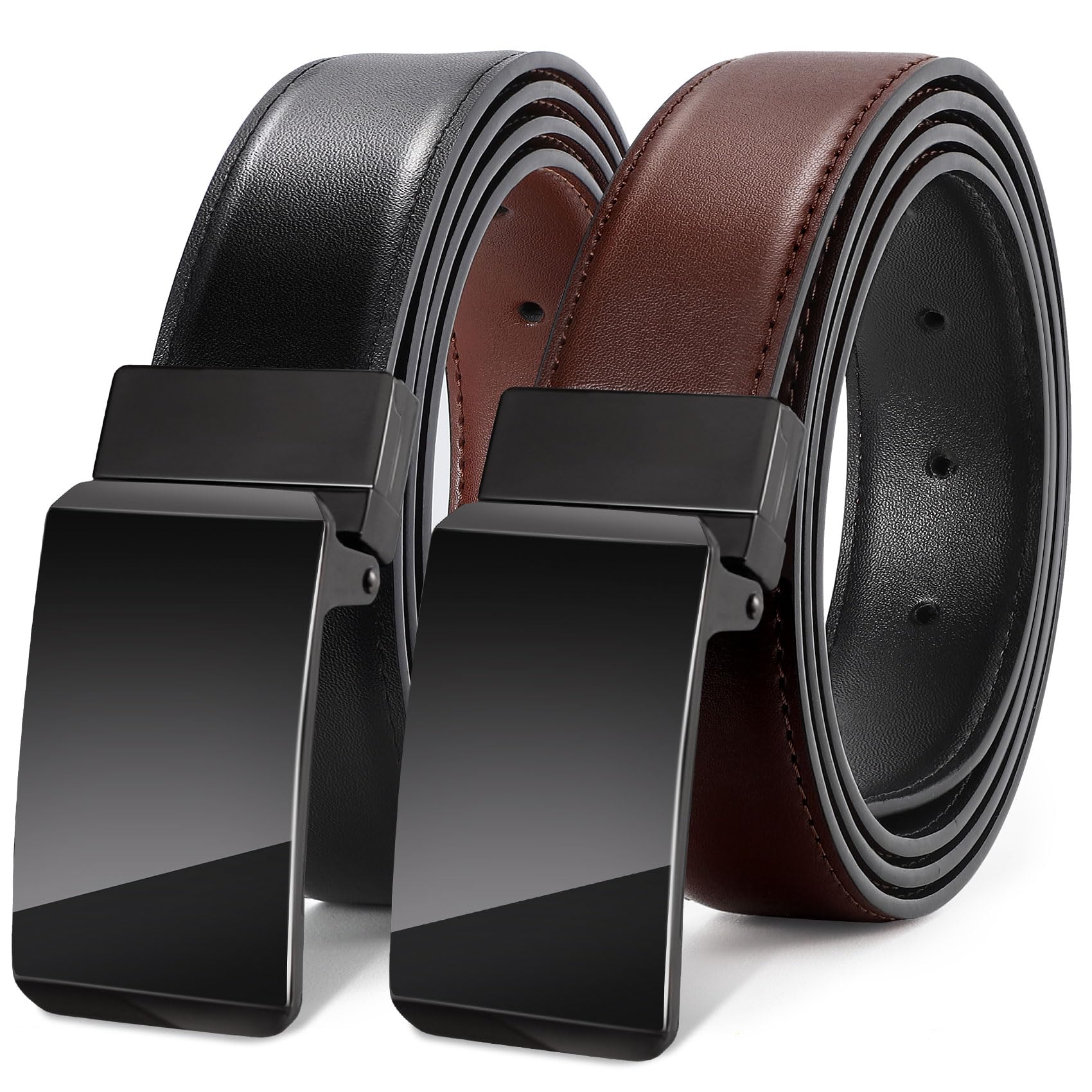 JASGOOD Men's Belt Leather Reversible Belt for Men 1.3" Mens Dress Belt For Presents Casual Golf Dress Pants Shirts