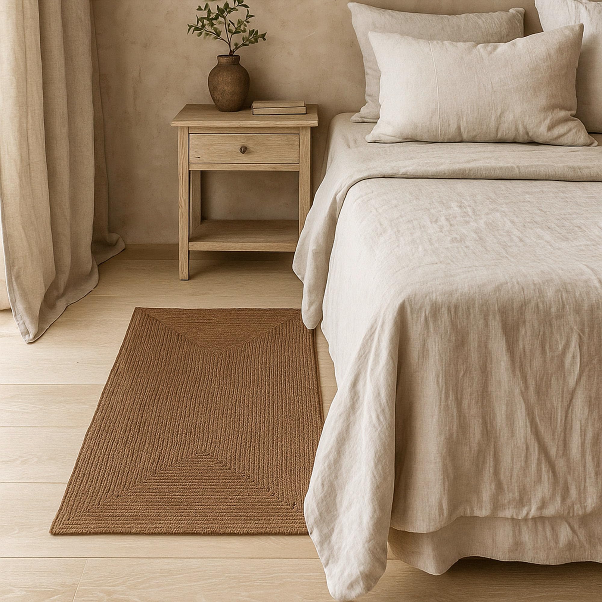 HAMID Alfombra Nansa Interior/Exterior Pet Reciclado – Lavable y Resistente al Agua – Ecológica y Sostenible – Ideal para Terraza, Jardín o Salón (110x60cm, Marrón)