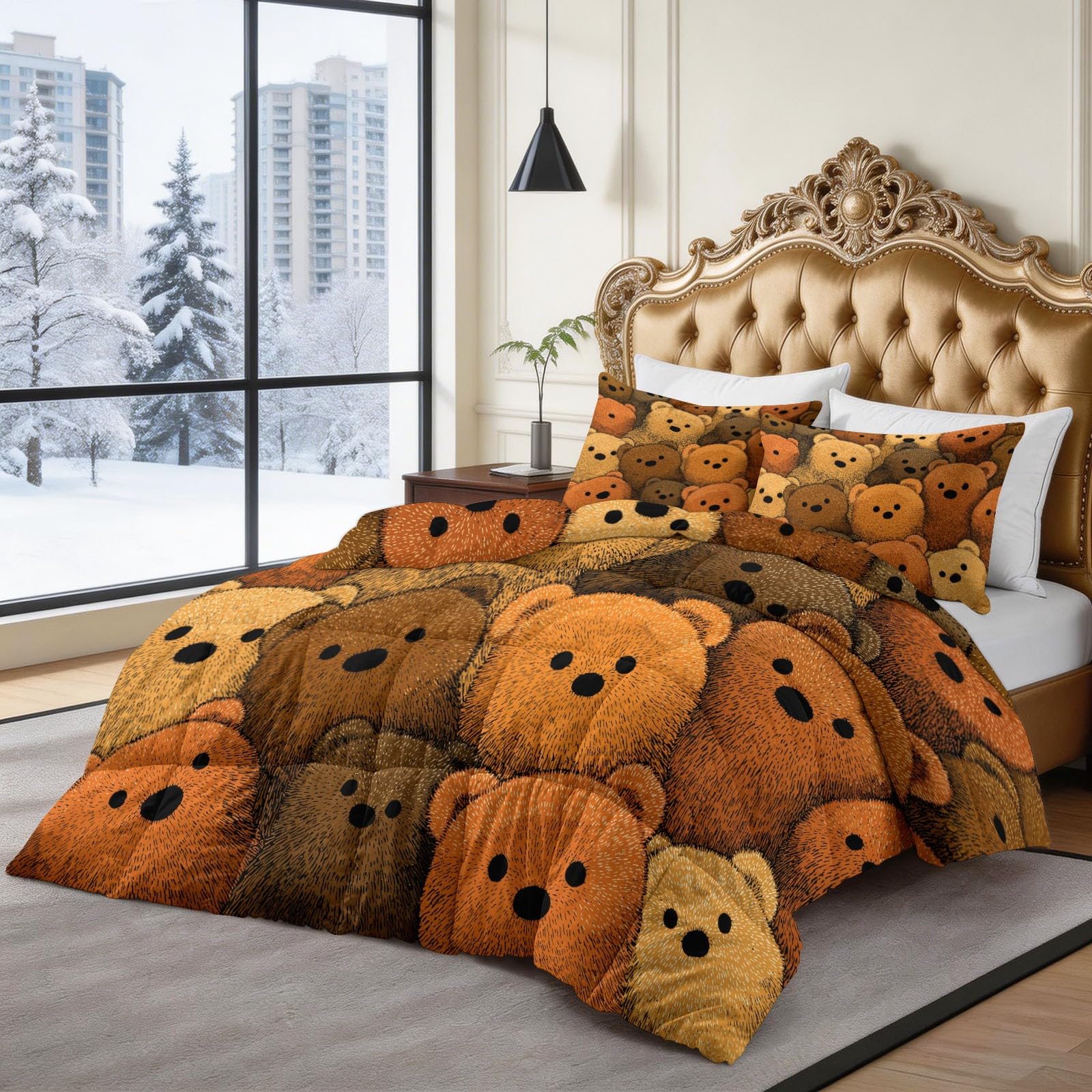 Generisch Bettdecke Tiere Teddybär Ganzjahresdecke, 4 Jahreszeiten Bettdecken 135 x 200 cm Wende Steppdecke Schlafdecke Tagesdeck, Waschbare Abstrakt Bettdecke ohne Bezug