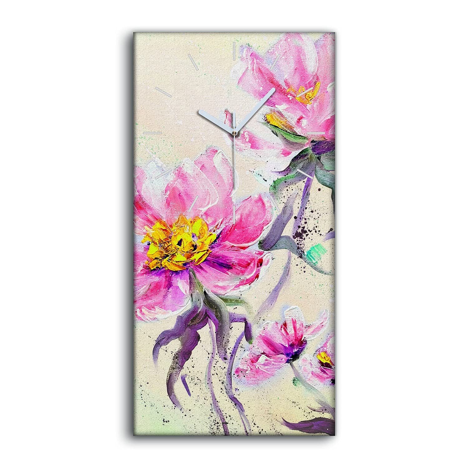 Horloge sur Toile Ne Pas Tic Tac Image Fleurs Abstraites Chambre Silence