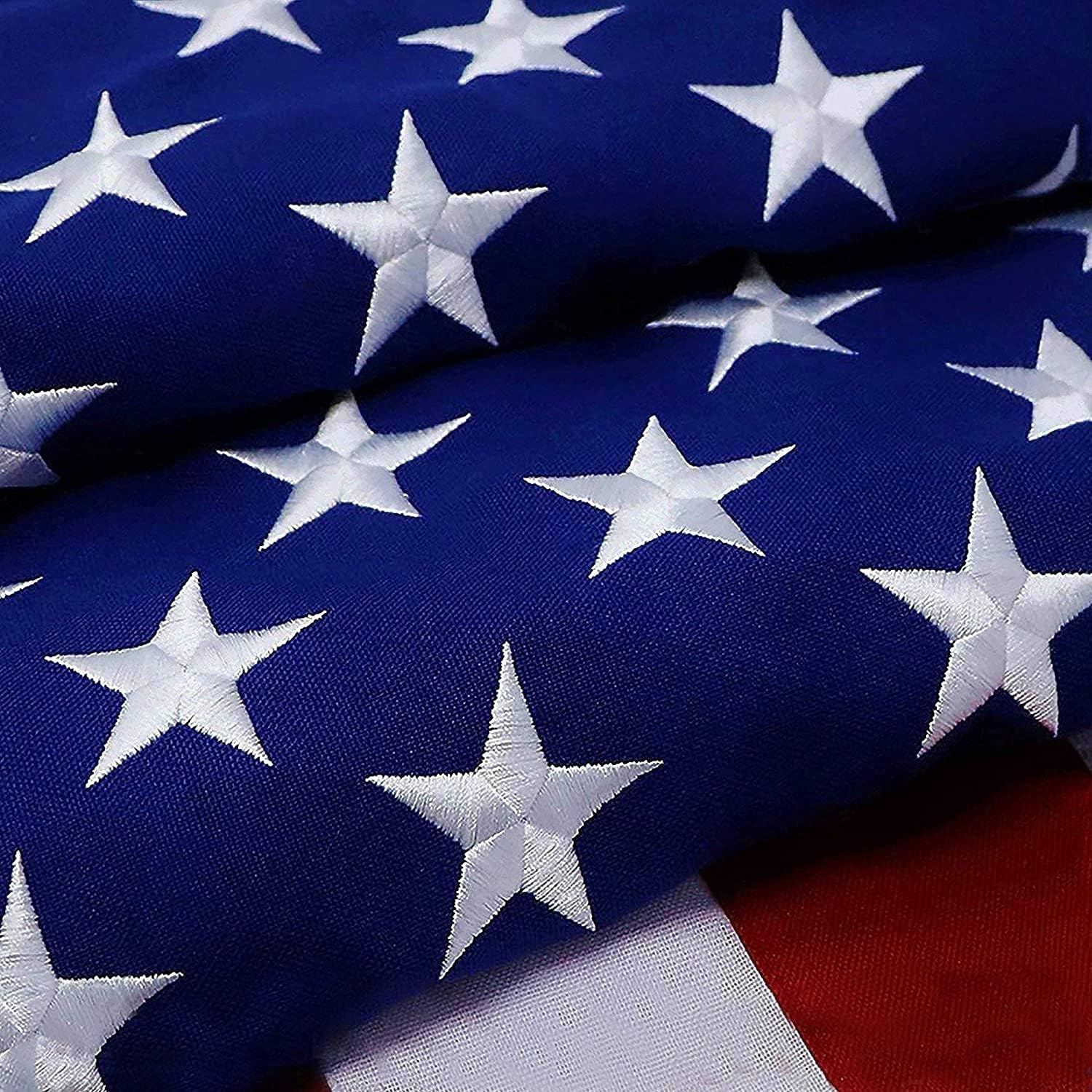 G128 American USA Flag | 8x12 Ft | StormFlyer Series Embroidered 220GSM Spun Polyester | Country Flag, Embroidered Stars, Sewn Stripes, Indoor/Outdoor, Brass Grommets, Heavy Duty, All Weather