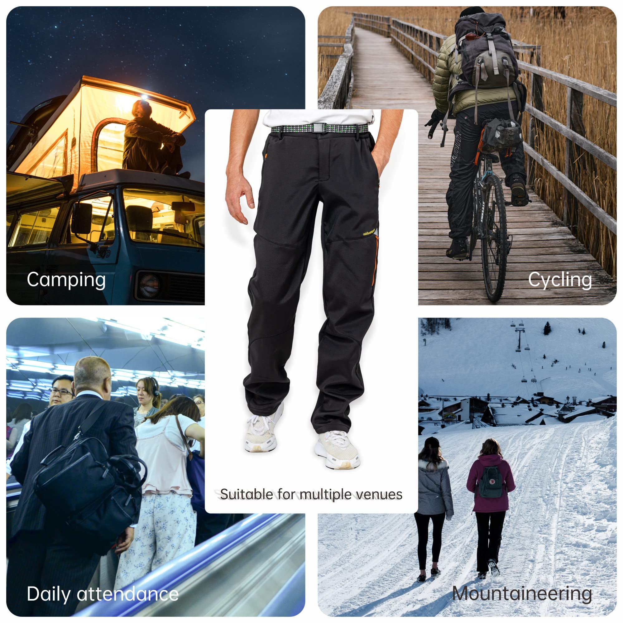Hiver Pantalon De Plein Air Hommes Coupe-Vent Polaire Doublé Neige Ski Soft Shell Pantalon Chaud Randonnée Marche Golf Pêche Escalade Pantalon
