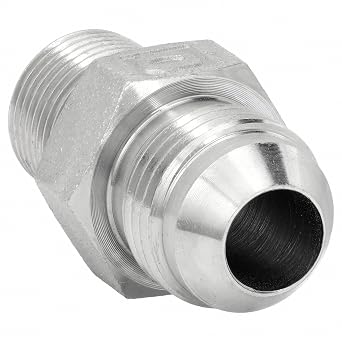 Adaptall 9011-12-08 Series 9011 Carbon Steel Straight Adapter, 1-1/16"-12 Male JIC x 1/2"-14 Male BSPT, JIC x BSPT, Carbon Steel
