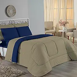 Edredom JRA Dupla Face em Malha 100% Algodão, Casal/Queen/King, Enchimento em Poliéster (AVELÃƒ/MARINHO, Casal)