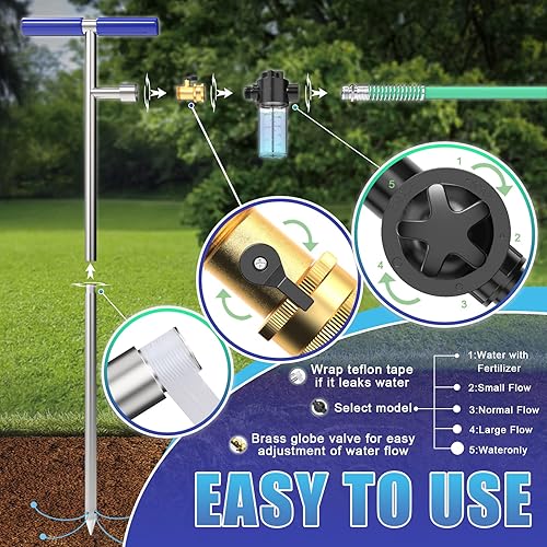 Miniatura 3 de Eazy2hD Alimentador de raíces, pico de riego de árboles con botella de fertilizante, herramienta de riego de raíces profundas de acero inoxidable