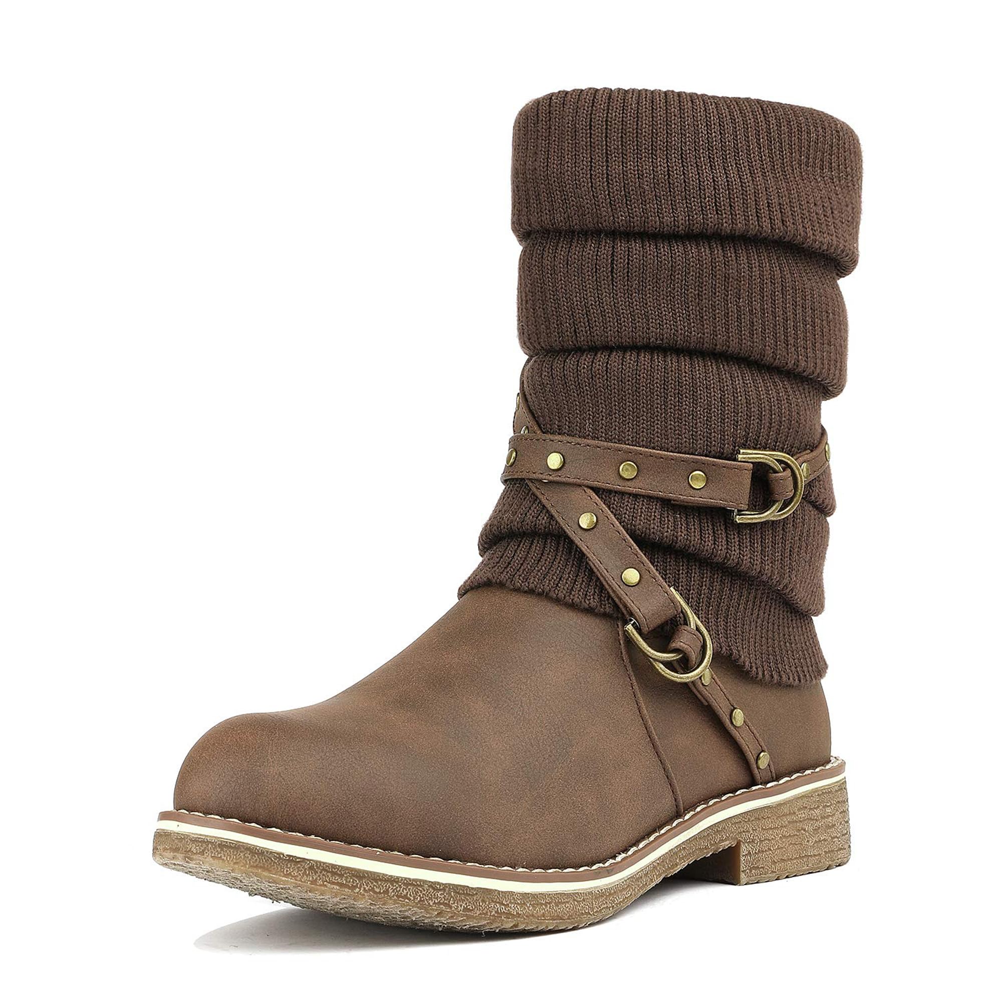 DREAM PAIRS Women's Mid Calf Fashion Winter Snow Boots