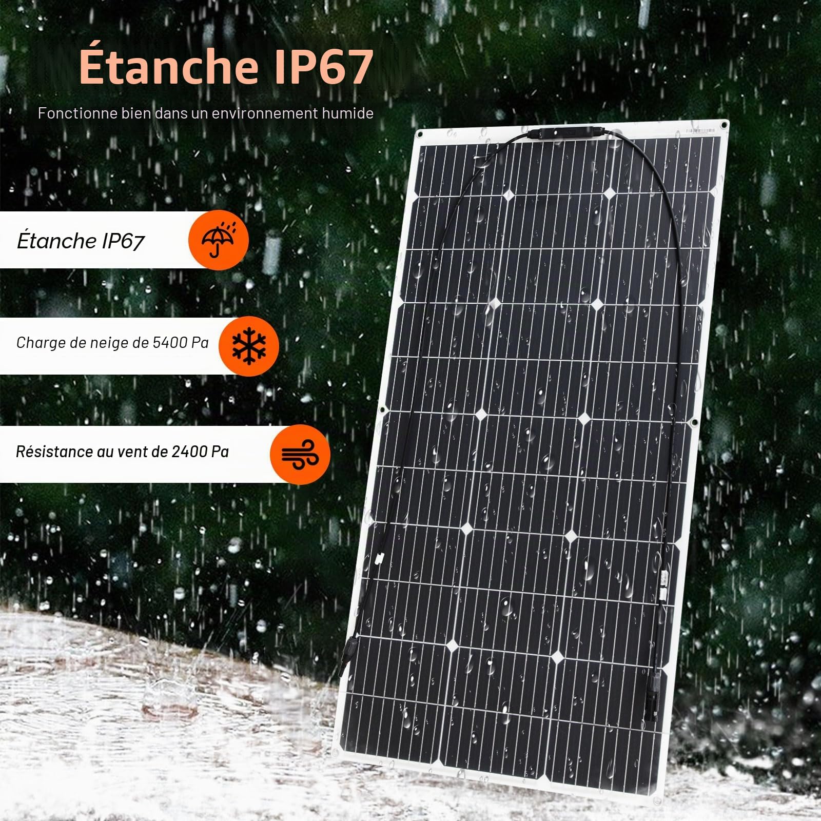 Kit Panneau Solaire Flexible 100W avec régulateur charge pour batteries 12V