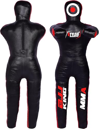 Miniatura 5 de Maniquí de lucha libre - Maniquí de práctica BJJ Dummy Judo Karate Jiu Jitsu - Sin relleno (cuero negro, 6 pies72 pulgadas)