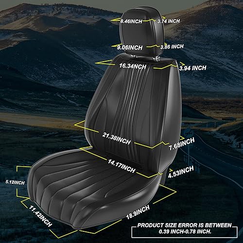 Miniatura 4 de FEELON 2 fundas de asiento delantero de automóvil, impermeables, de piel de napa con reposacabezas, ajuste interior universal para sedanes, SUV,