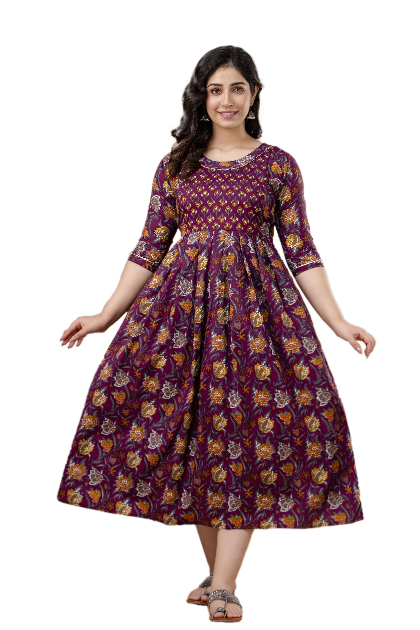 aavrittiqueens Women's Cotton Long A-Line Maternity Kurti/Anarkali Dress with Zipper, Feeding Kurti for Pre and Post Pregnancy-picture-53