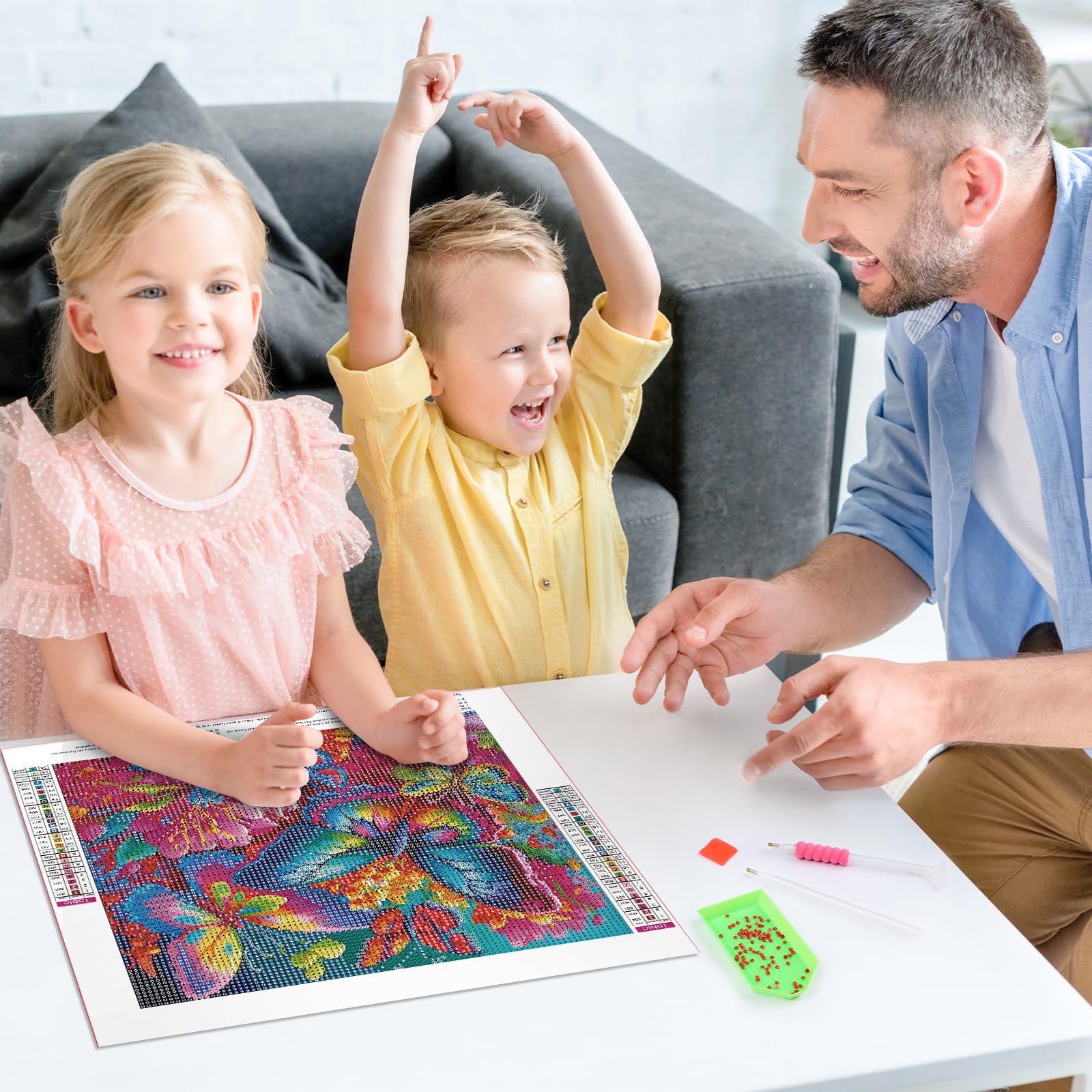 HEIBAGO 5D DIY Diamond Art Painting Kits for Audlts Full Drill Butterfly Diamond Painting for Beginners Rhinestone Embroidery Diamond Dots Set Flowers Gem Art Crafts for Home Decor 30x30cm - Image 4