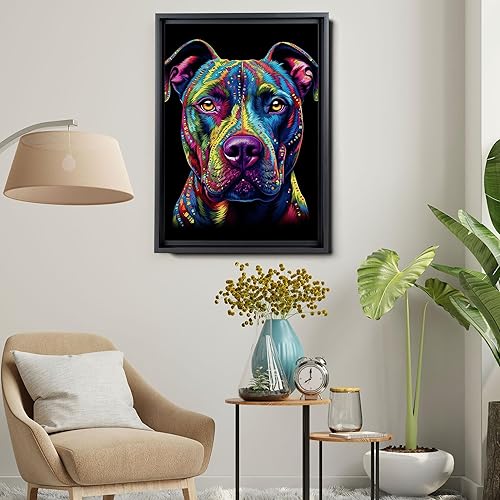 Miniatura 5 de Dynamic Pitbull, Vibrant Dog Wall Art - Canvas Gallery Wrap, Ready to Hang - Watercolor and Acrylic Masterpiece by Renowned Artist