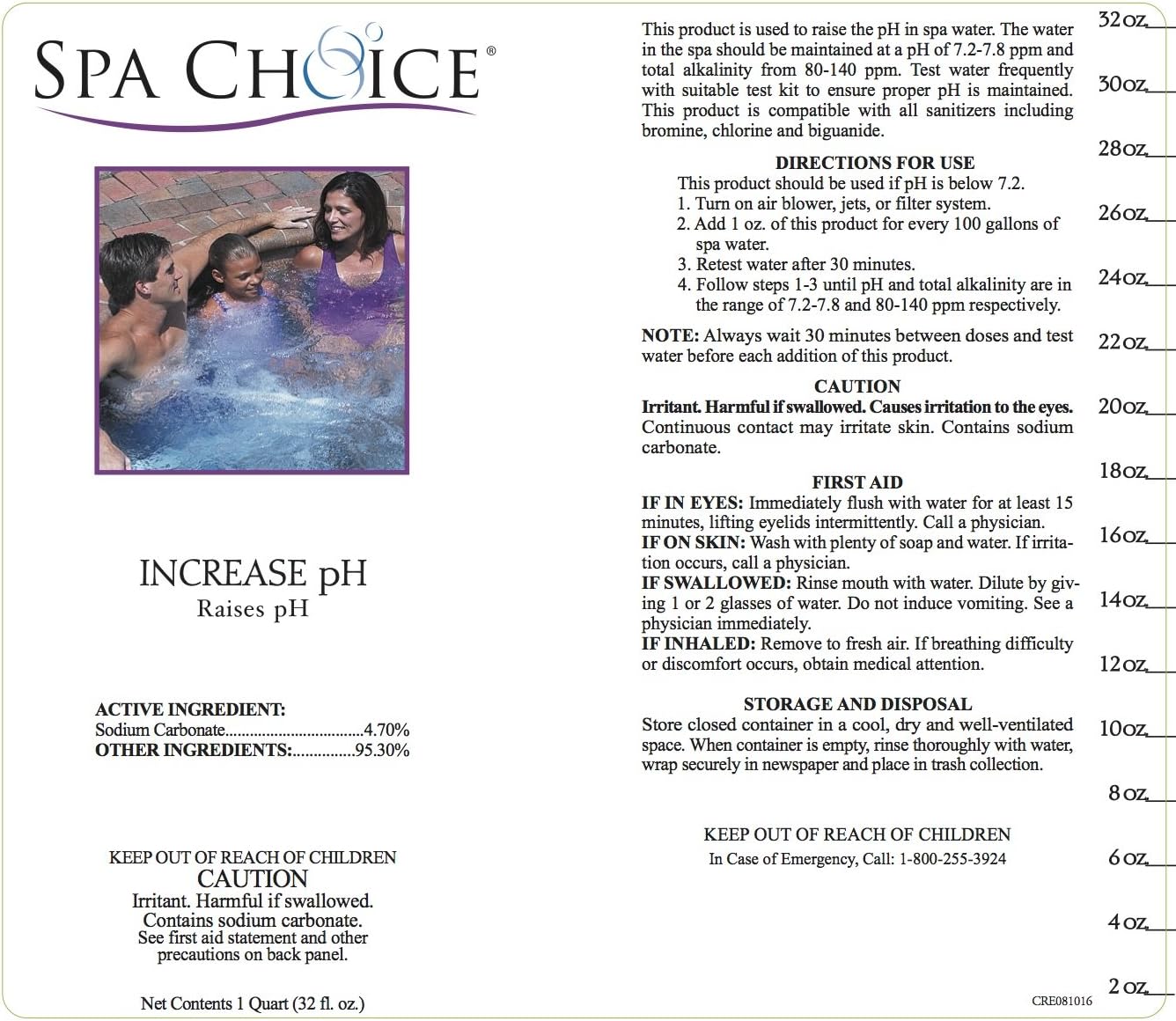 Spa Choice 472-3-4011-02 Increase pH for Spas and Hot Tubs, 1-Quart, 2-Pack