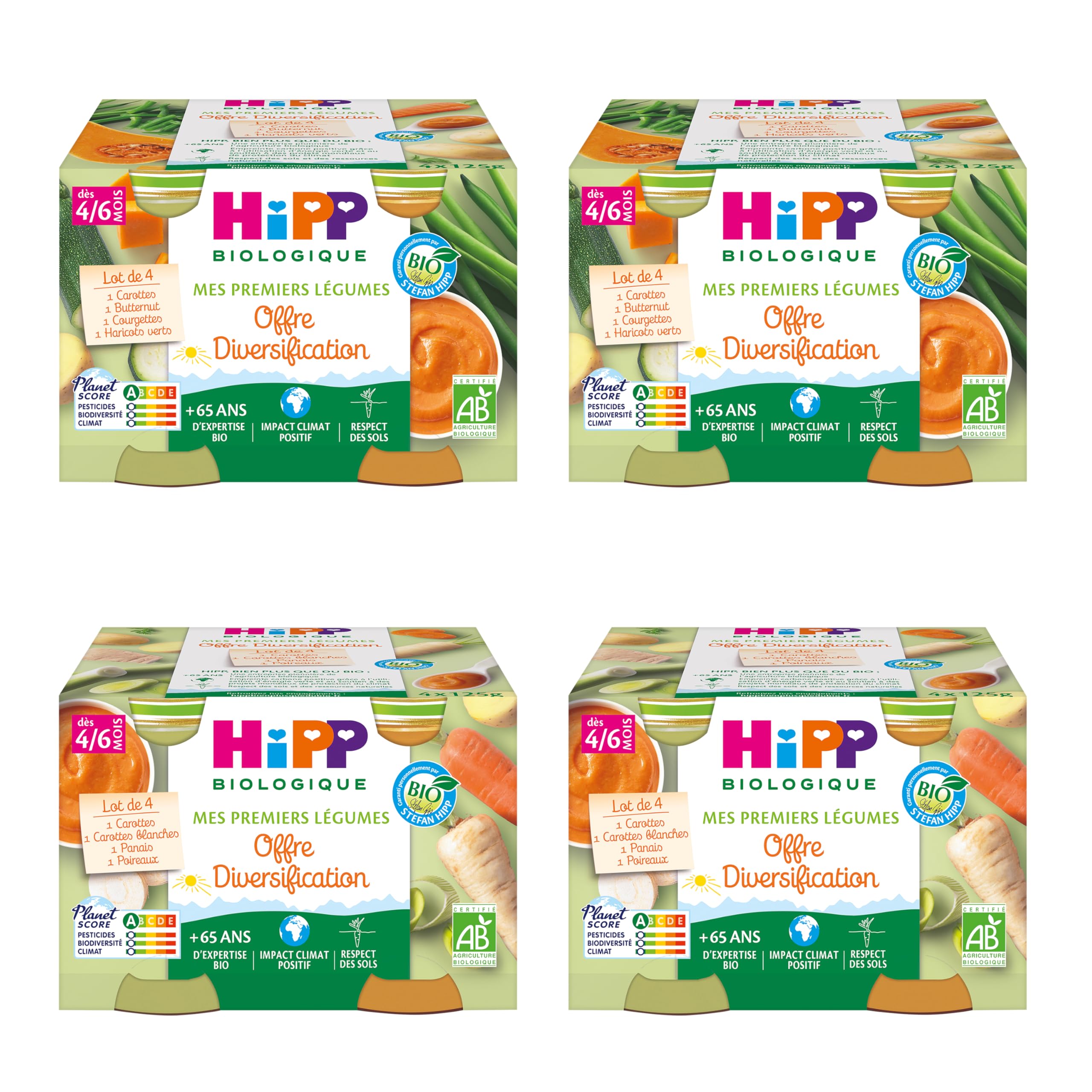 HiPP Biolologique Mes Premiers Légumes offre diversification legV1+legV3 dès 4/6 mois - 16 pots de 125g