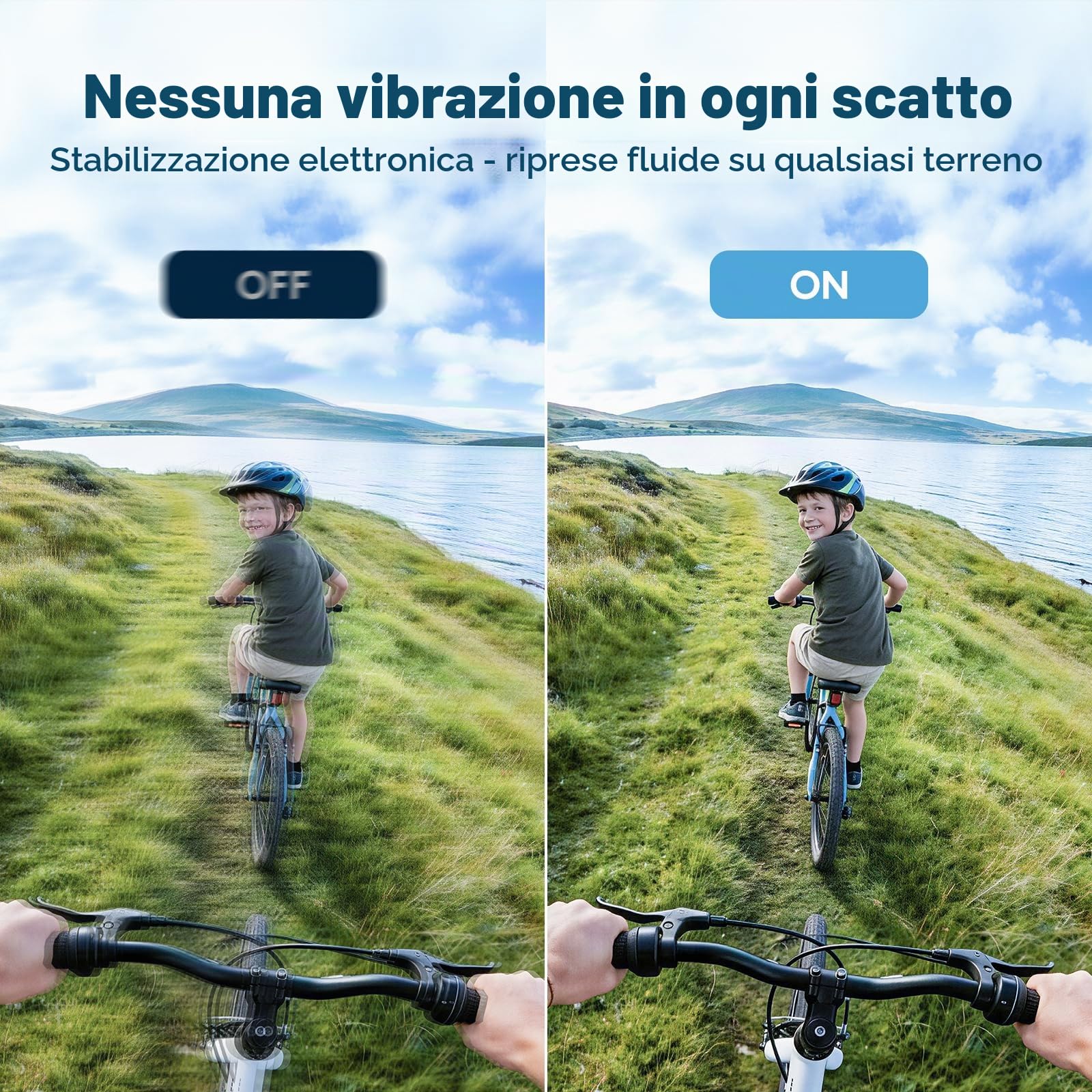 AKASO EK7000 Action Cam 4K 30FPS, WiFi 20MP Fotocamera Subacquea 30M, Videocamera Stabilizzata Caricabatterie con 2 Batterie Angolo di 170° Telecomando 2.4G e Kit Accesorios Multiples (Blu)