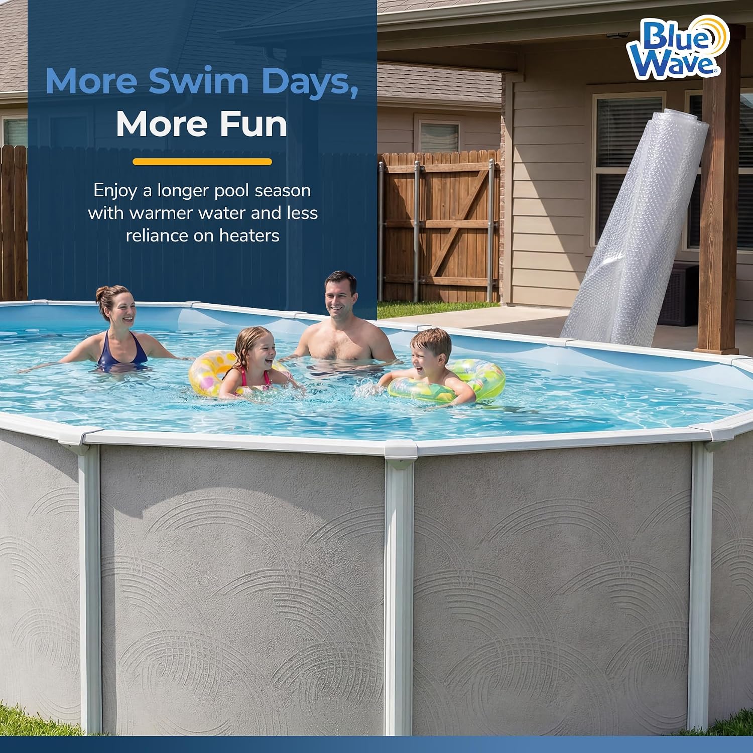 Blue Wave 12x24-ft Oval Solar Pool Cover 12-Mil Clear – Solar Cover for Above Ground Pool, Thermal Bubble Blanket for Heat Retention & Reduced Evaporation