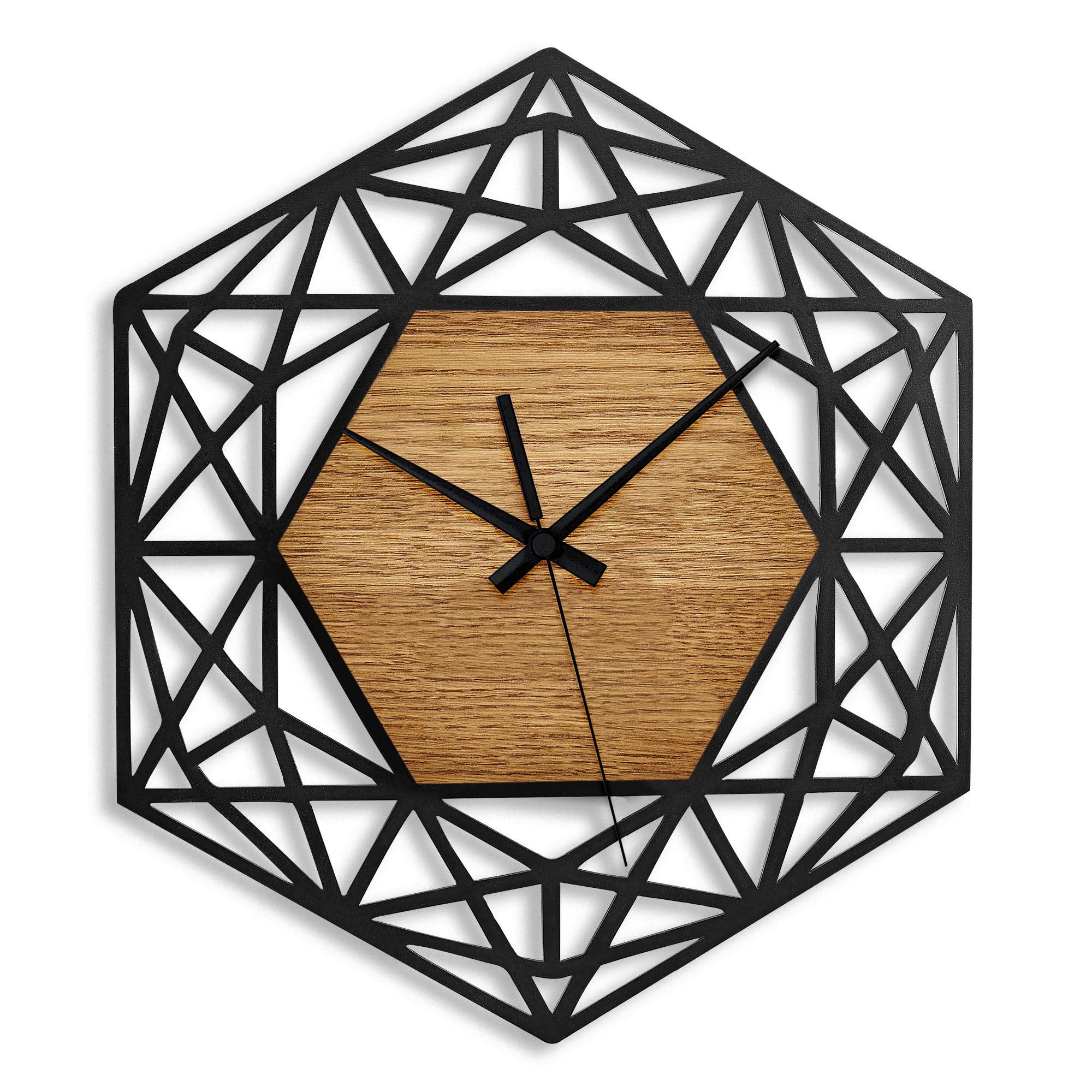 Kitchen Wall Clocks - 15" Farmhouse Wall Clock - Rustic Wall Clock - Quartz Movement - Battery Operated - Decorative Clocks Analog Display (Oak&Black, 15 inches)