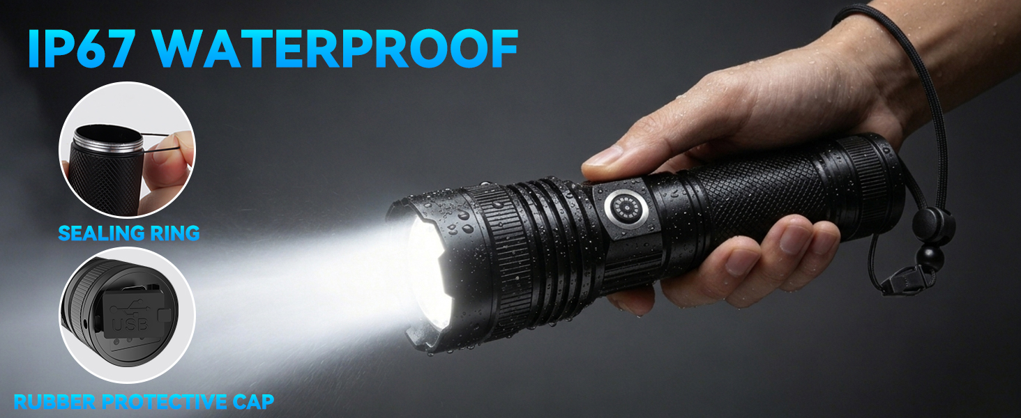 Image of Rechargeable Flashlights High Lumens, Super Bright Tactical Flashlight 3 Modes with Power Display, Waterproof Zoomable LED Flash Light for Home Emergencies Camping Hiking