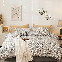 Vista 20 de EAVD Juego de ropa de cama de 3 piezas con funda de edredón floral azul, tamaño Full, algodón suave blanco y azul, juego de ropa de cama coqueto