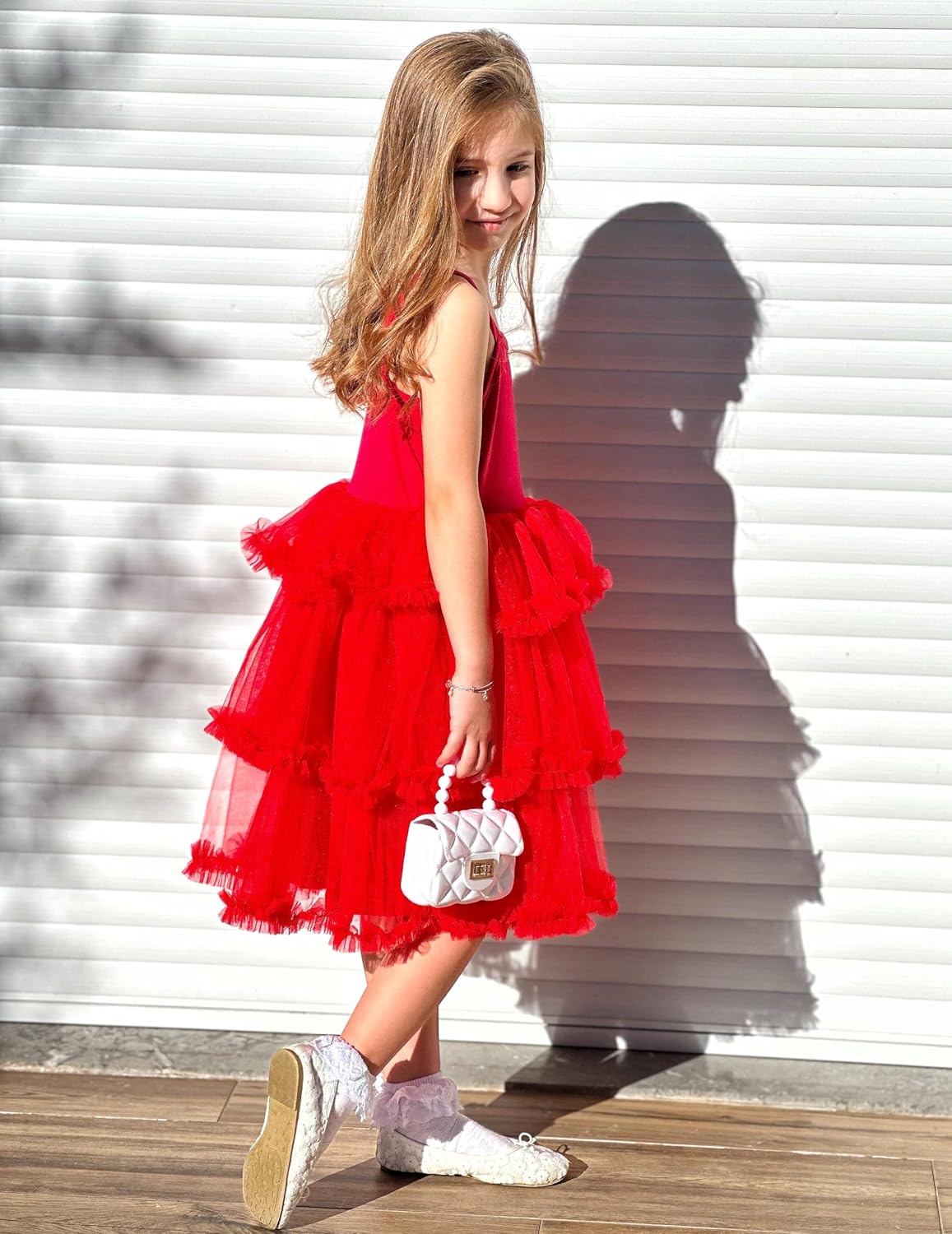 Arshiner Toddler Girls Tulle Dress Tiered Ruffle Fluffy Spaghetti Straps Tutu Dresses Summer Clothes