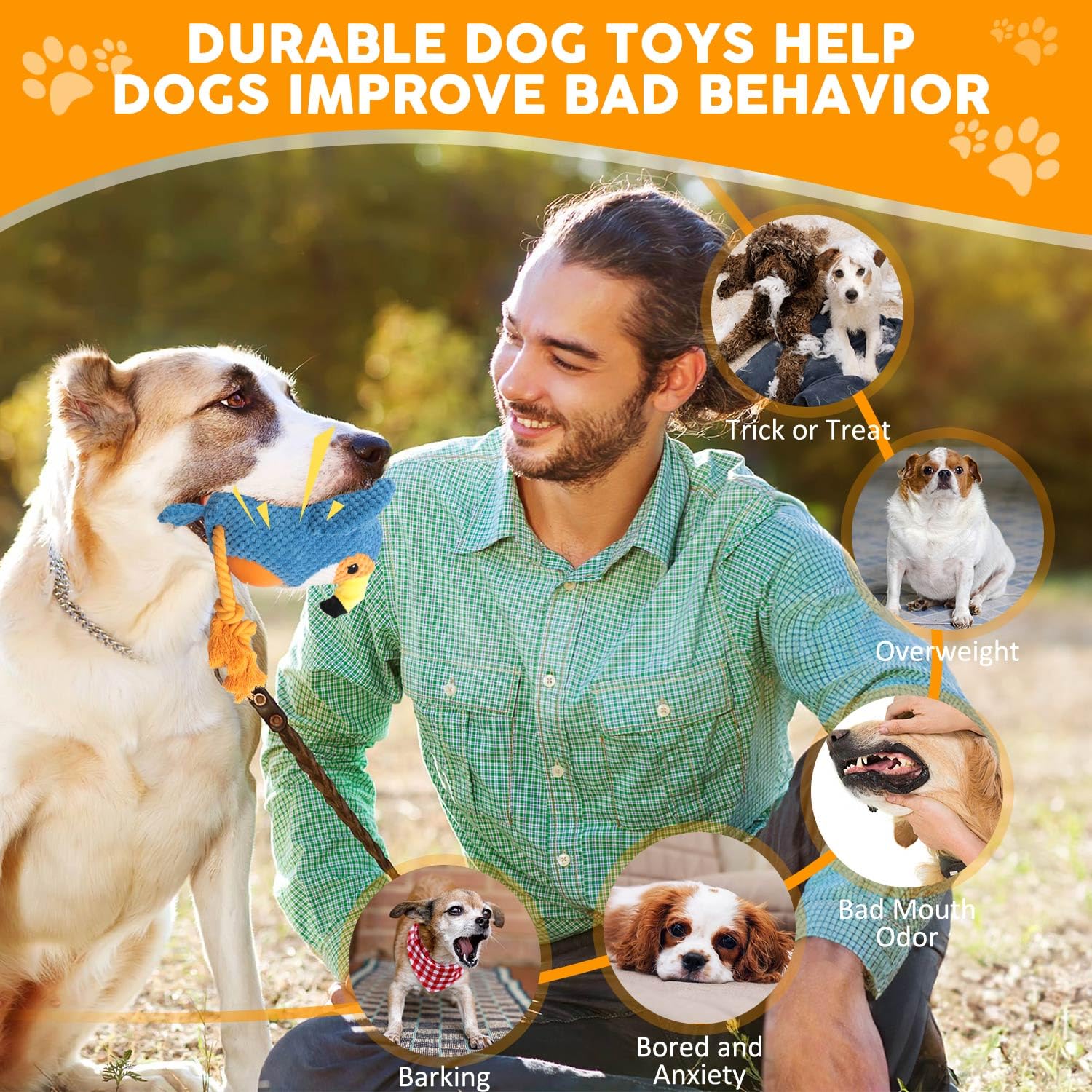 Squeaky Dog Toys Plush Toys, Tug of War Dog Toys Interactive Play Toy, Dog Chew Toy with Cotton Rope Material - Image 4