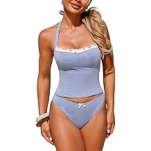 ZAFUL Halter Tummy Control Swimsuits for Women Strapless Tankini 2026 Resort Vacation Bowknot Two piece Set for Teens