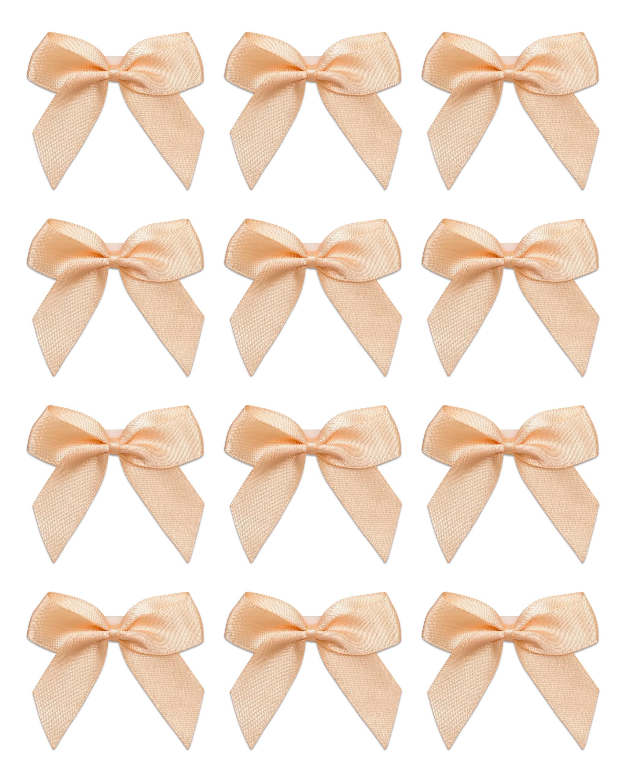 Italian Options Small Satin Ribbon Bows, Self Adhesive Bow Decorations for Crafts, Gift Wrap, Hampers, Hair Bows, Wedding Stationery, Floristry, Christmas, Cakes, Crafting, Peach, 24 Pack, 5 cm — image 1