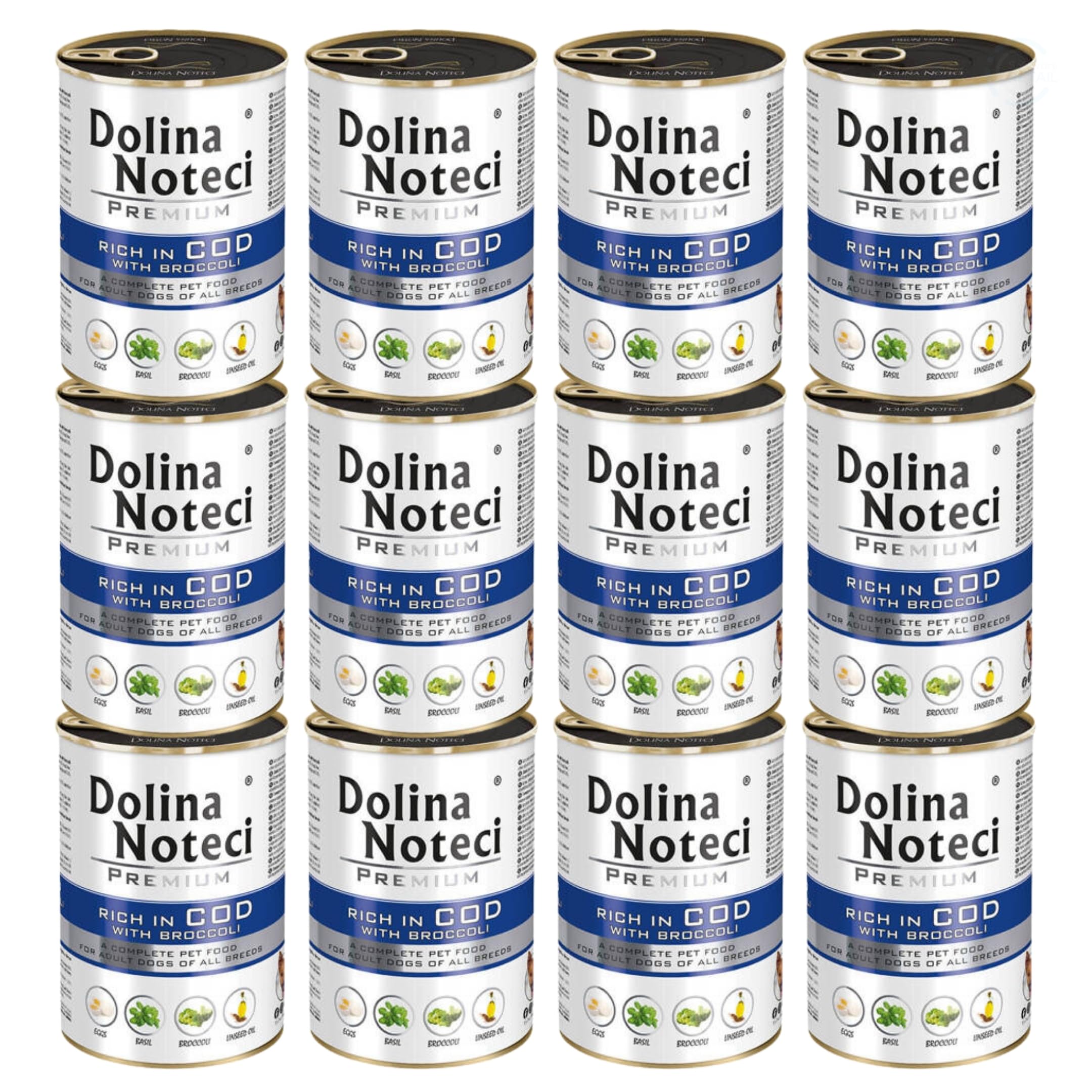 Dolina Noteci Premium Wet Dog Food, Cod with Broccoli, Gluten-Free (12x400g)