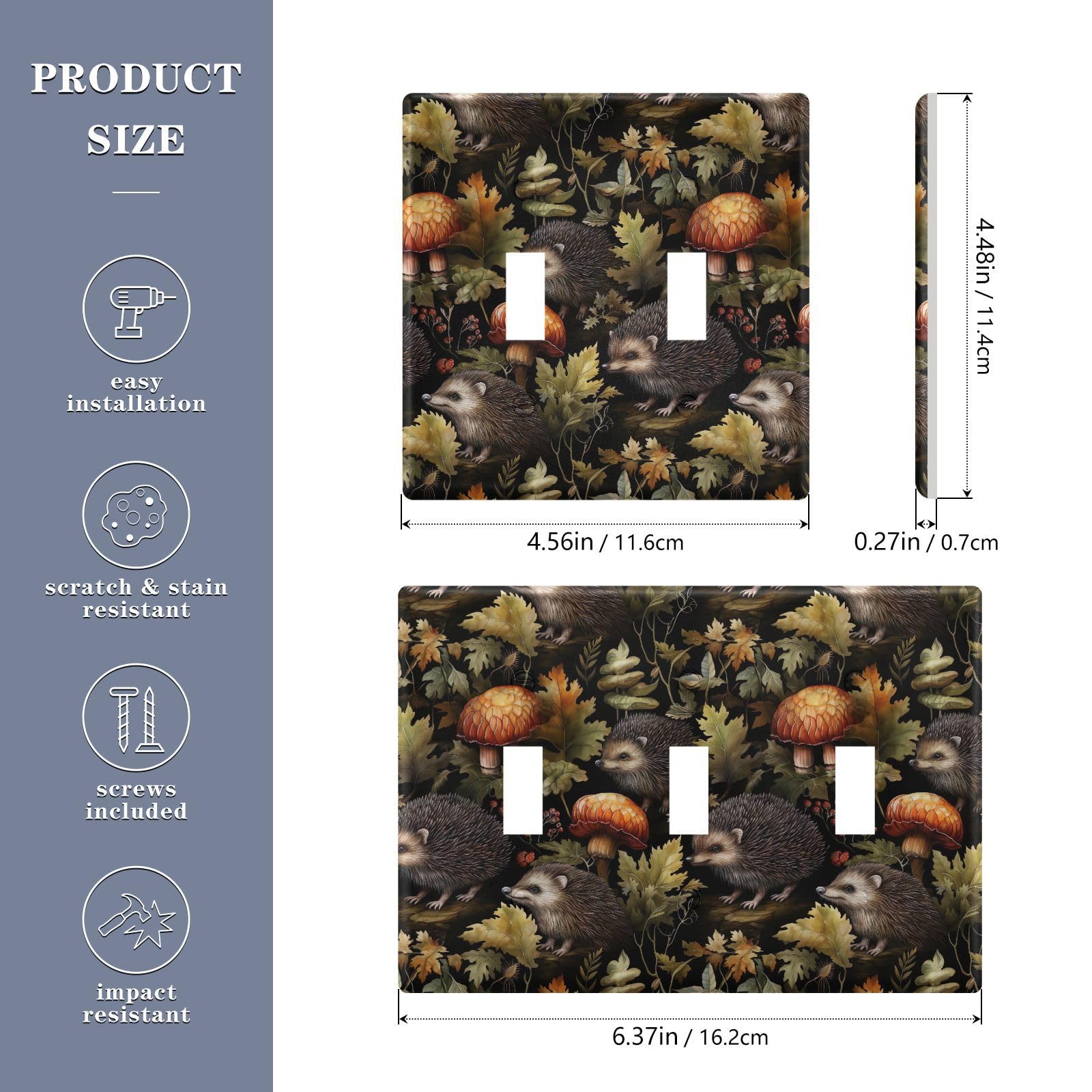 UMIRIKO Cute Hedgehog Light Switch Cover Plate Covers Decorative Double Toggle Home Decor 202b3348