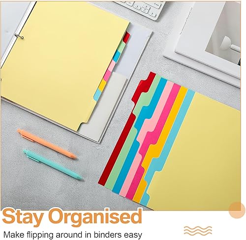 Miniatura 7 de Geyoga 400 separadores de carpetas de 3 anillos con pestañas, 8 separadores de pestañas para carpetas de 3 anillas, 50 juegos de divisores de página