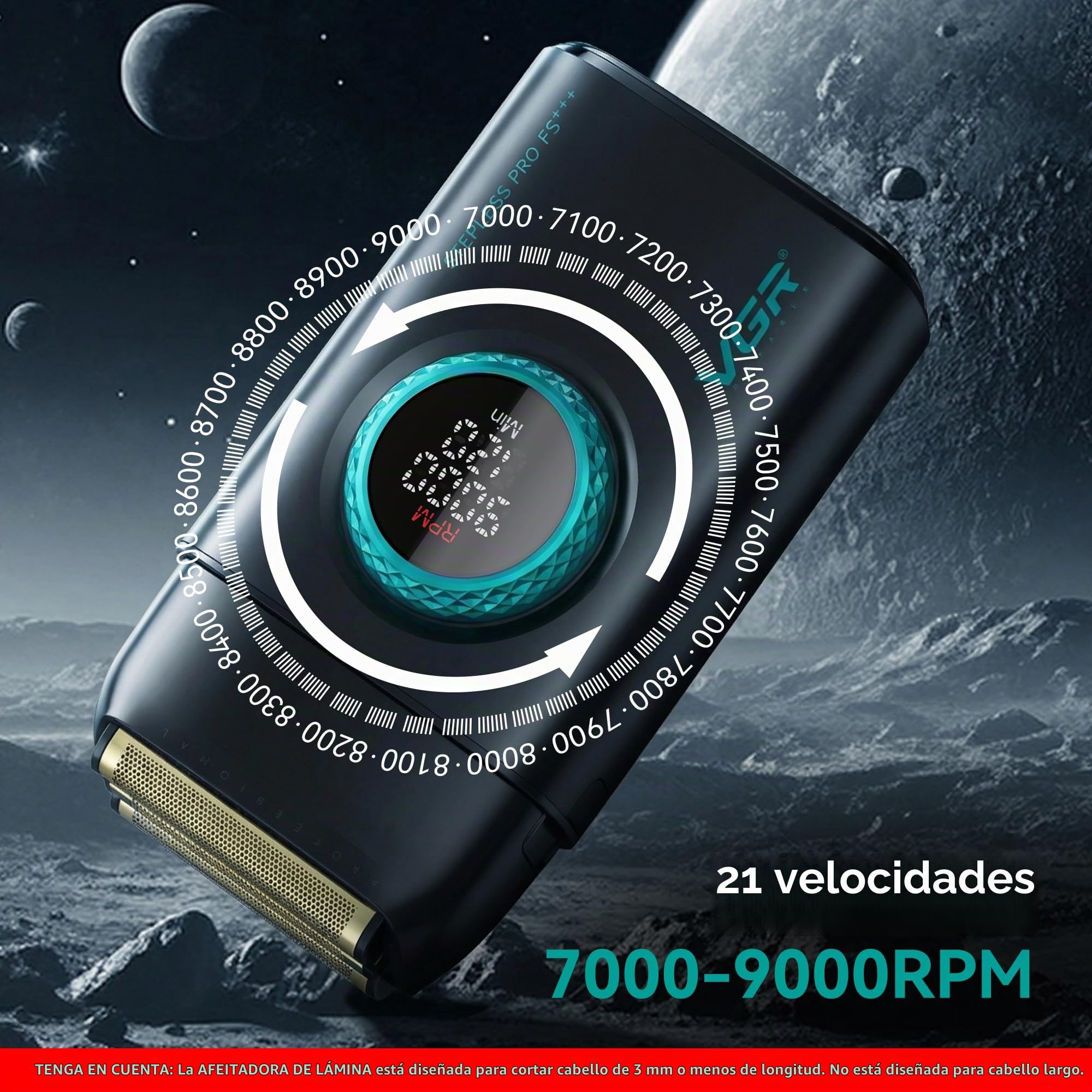 VGR Afeitadora y maquinilla de afeitar eléctrica profesional para hombres, cara, barba, cuello, decoloración de la piel y cabeza calva, recargable por USB-C, láminas de titanio flotantes dobles, 21