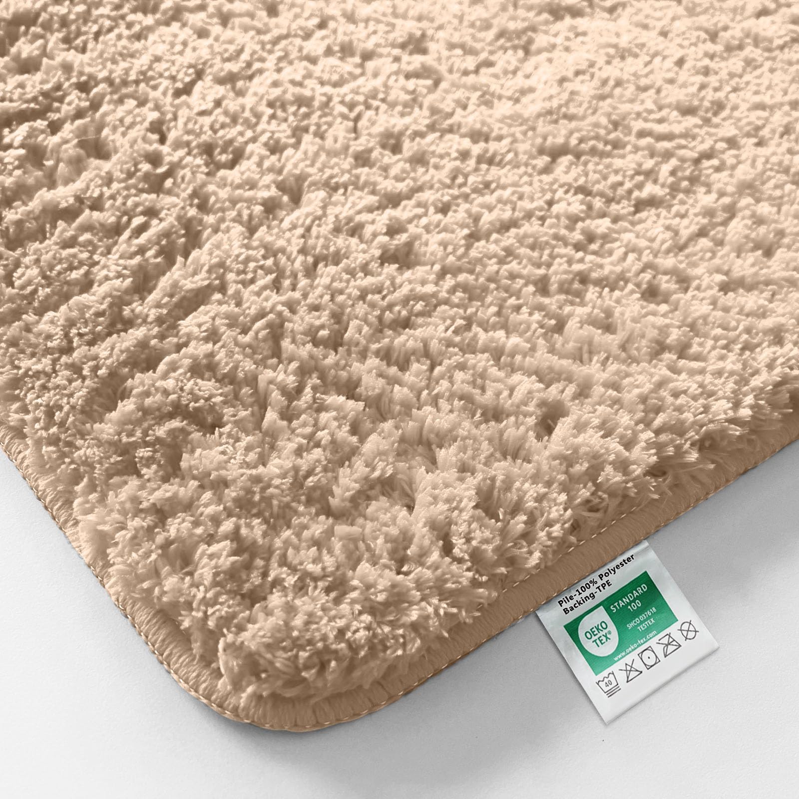 Tapis de bain poils longs Sky Soft beige Casa Pura shaggy lavable 60x100 cm