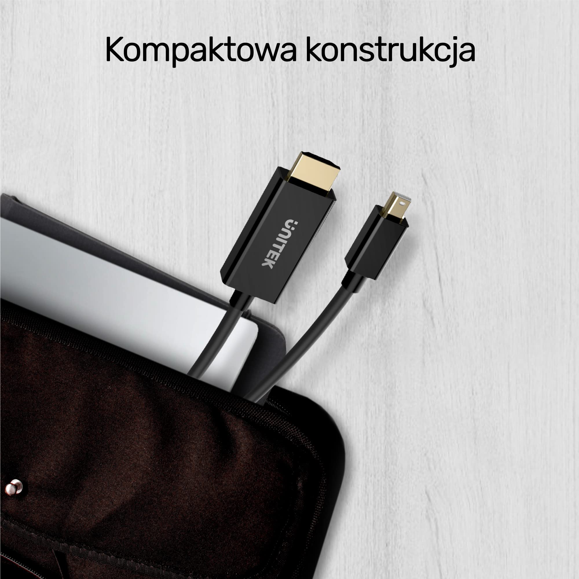 V1152A Unitek Adaptör miniDP NA HDMI 4K 30Hz Kablo 2M / 4K@30Hz / Plug and Play/HDR/Full HD/Audio-wideo/HDMI 1.4 / Altın Kaplama Bağlantılar/Renk siyah