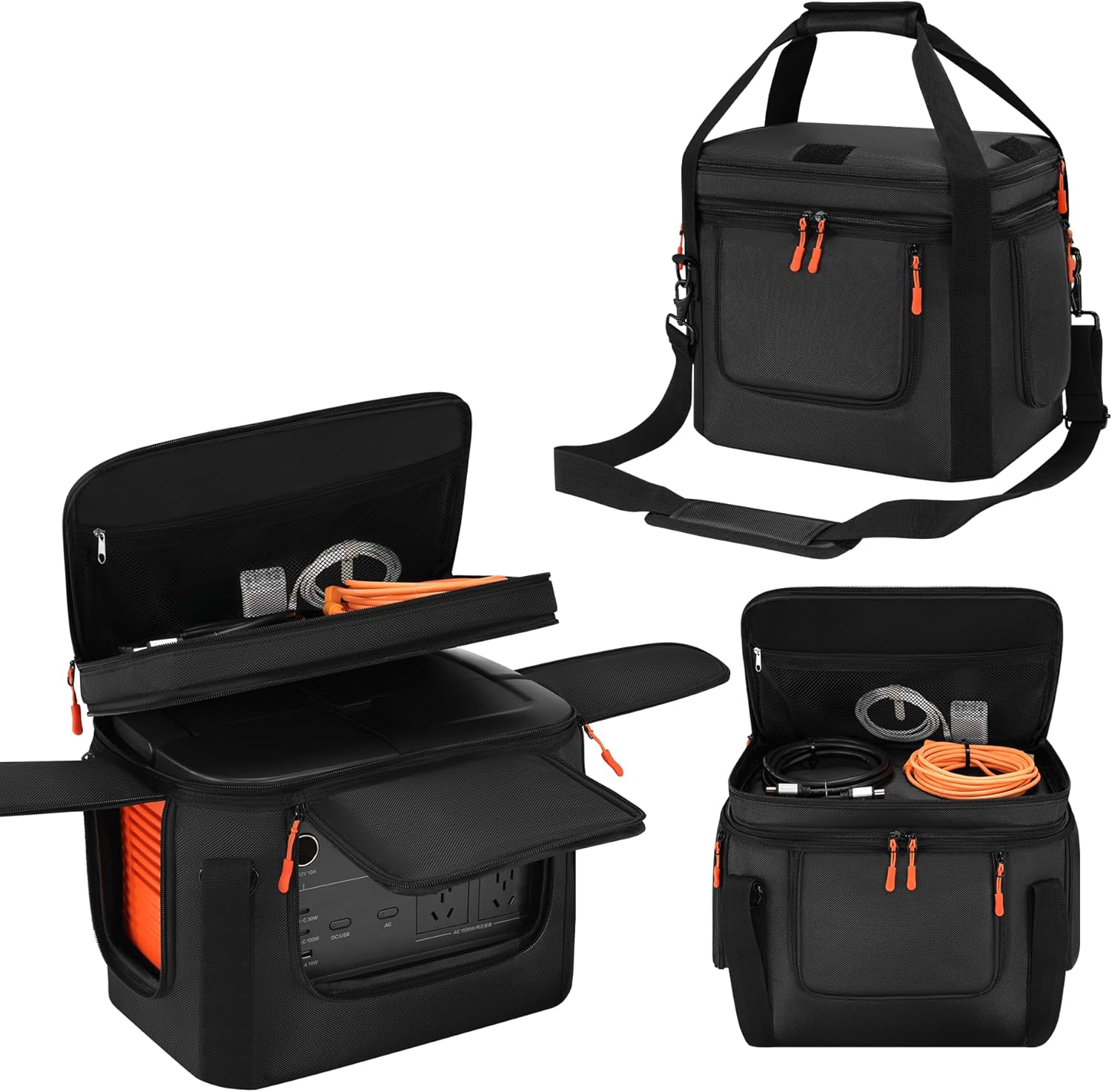 Portable Carrying Bag Compatible with Jackery Explorer 1000 V2, Soft Power Station Storage Case with Padding, Generator Covers with Side Zipper, Multi-Pocket, Shoulder Strap, 13.78*10.23*10.8in