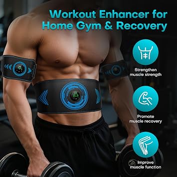 EMS Muscle Stimulator, Electronic ABS Stimulator Muscle Toner Trainer for Abdominal/Arms/Legs, FDA Cleared Ab Fitness Strength Training Workout Equipment for Men and Women