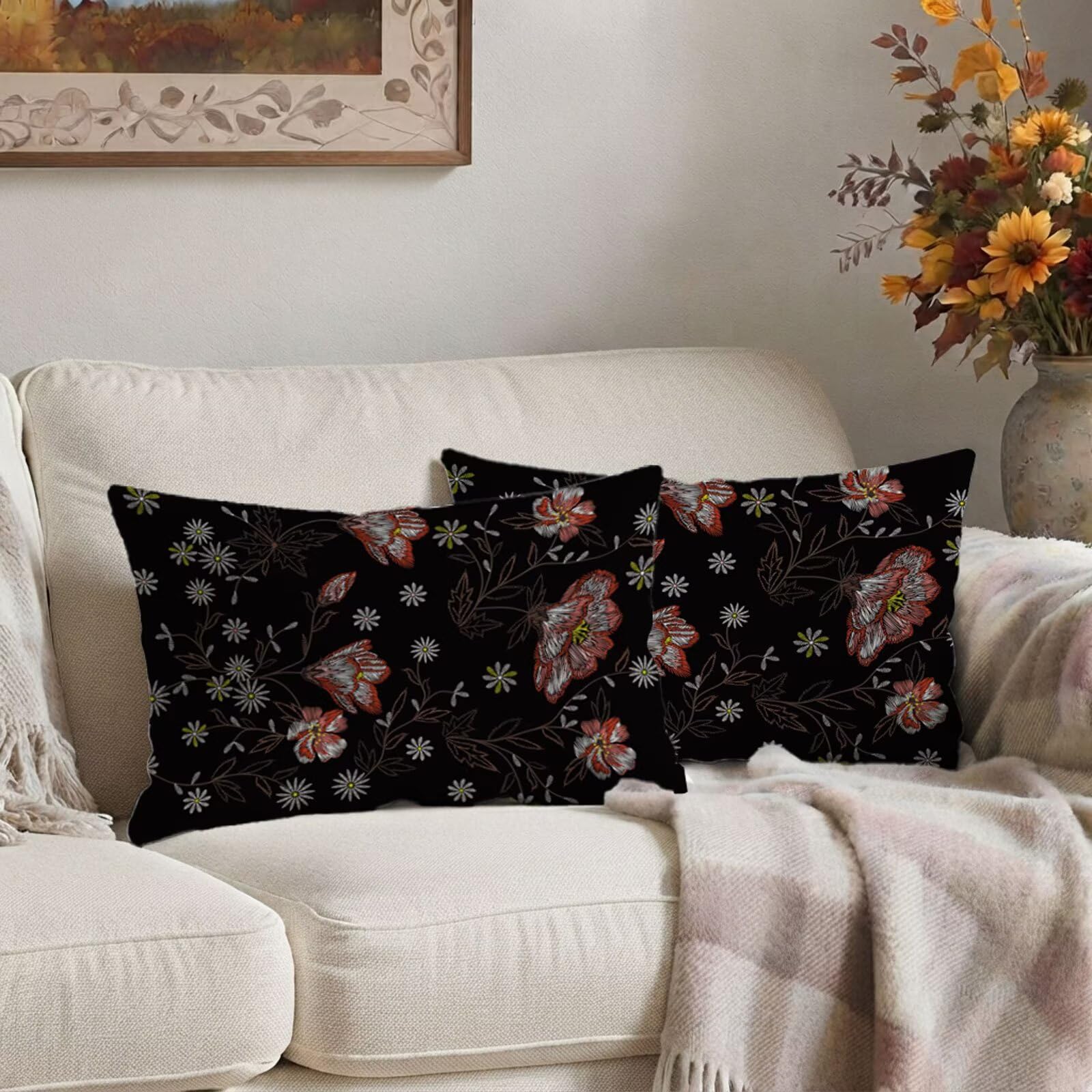Czarne Poduszki Zewnętrzne Wodoodporne Poszewki Na Poduszki 60x80 cm E#190