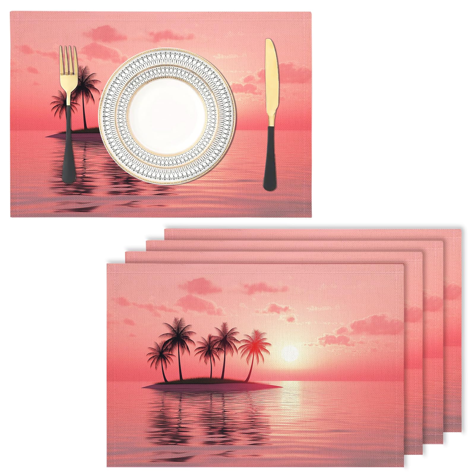 Lot de 6 sets de table rose 30 x 45 cm pour sublimer vos dîners d'été et brunchs