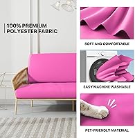 Vista 4 de MoNiBloom Funda elástica para futón individual, sin brazos, funda para sofá sin brazos, protector de muebles, funda lavable con cremallera