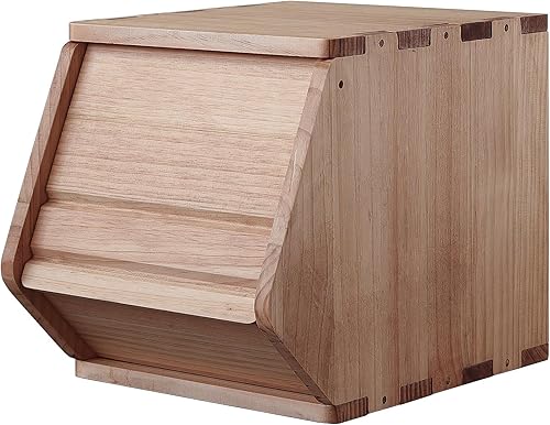 Cofres apilables de madera maciza, contenedores con tapas, caja de juguetes modular de madera, organizadores de almacenamiento de armario, gabinete