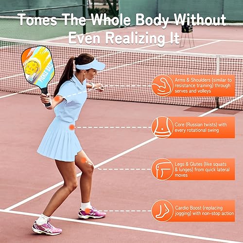 Miniatura 2 de Juego de 2 palas de pickleball con bolsa y entrenador para principiantes, raquetas ligeras de fibra de vidrio, núcleo de panal, equipo de cardio de