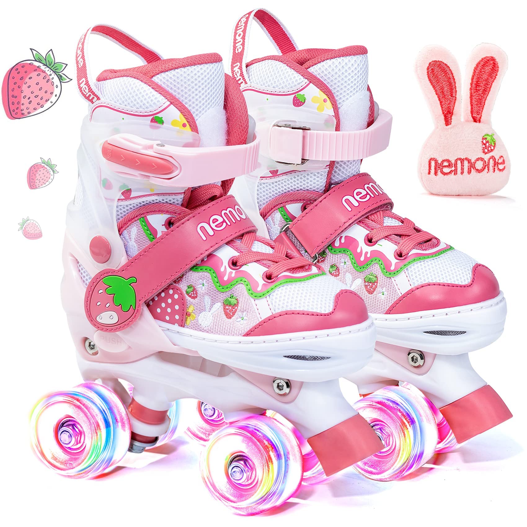 Buy NEMONE Strawberry Rabbit Roller Skates Girls Adjustable Roller