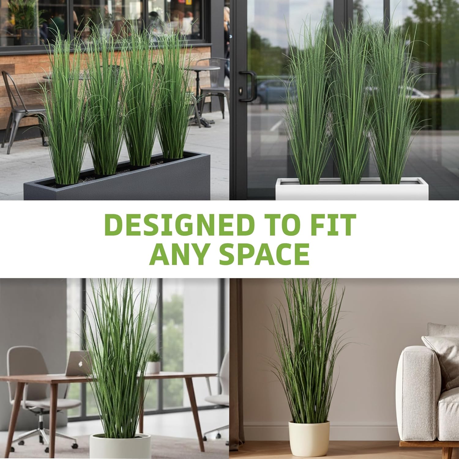 Naturae Decor 47” Tall Realistic Artificial Grass, Outdoor & Indoor Potted Plant – Fake Grass Decor for Home, Office & Patio, Durable & Low-Maintenance