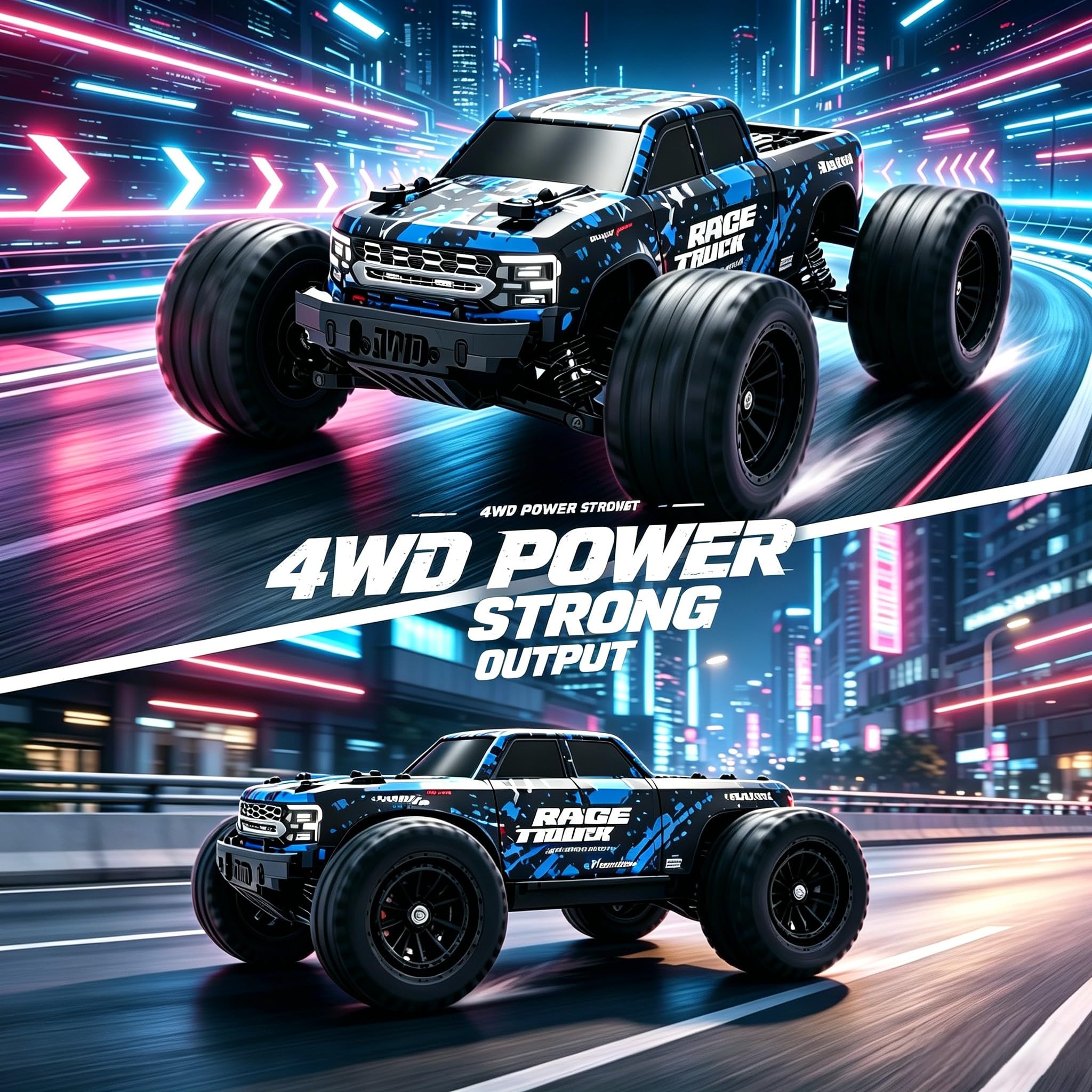 HAIBOXING Voiture télécommandée 18859E, 2,4 GHz 36 km/h Tout-Terrain 4WD RC Auto, RTR 1:18 Monstertruck Tout-Terrain avec 2 Batteries Camion Jouet pour Enfants et Adultes