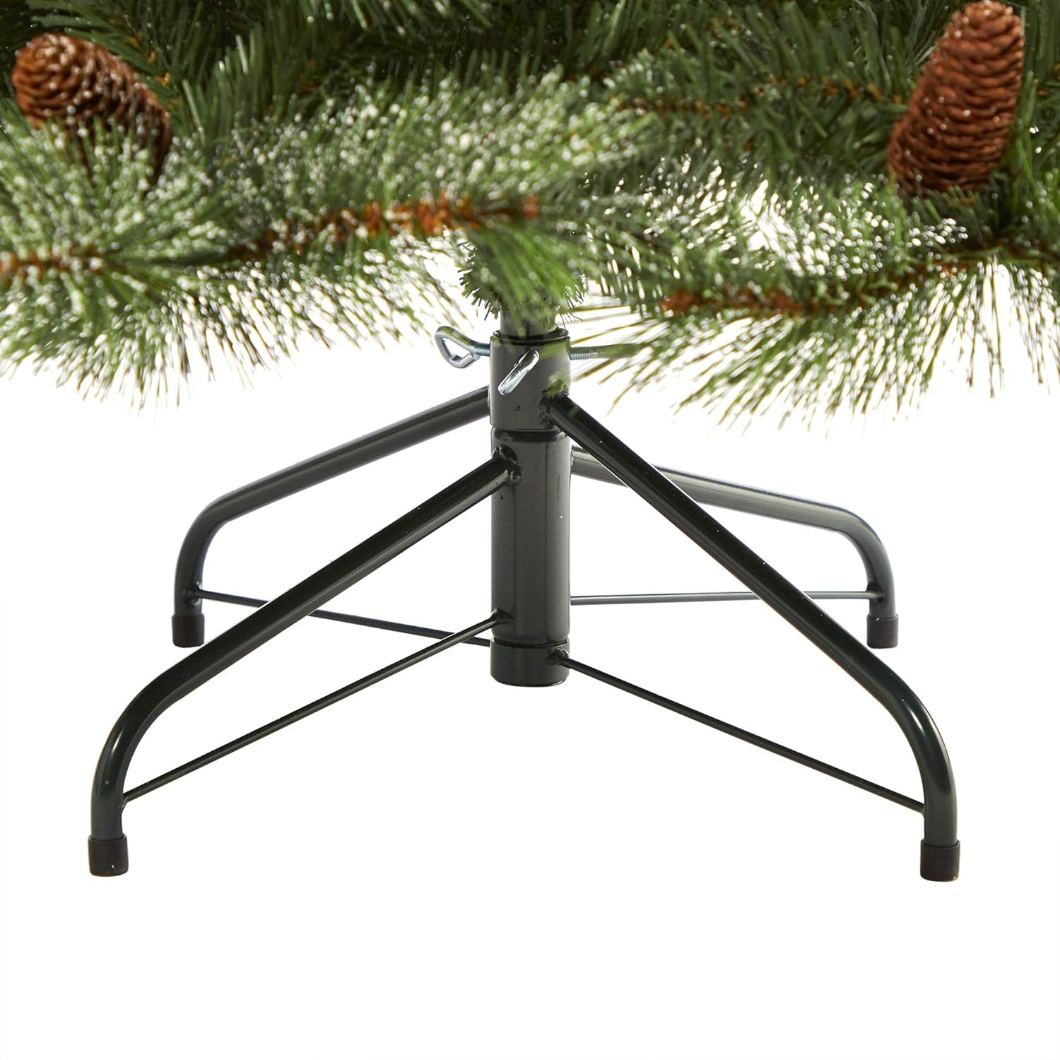 Nearly Natural 6ft. Snowed French Alps Mountain Pine Artificial Christmas Tree with 583 Bendable Branches and Pine Cones