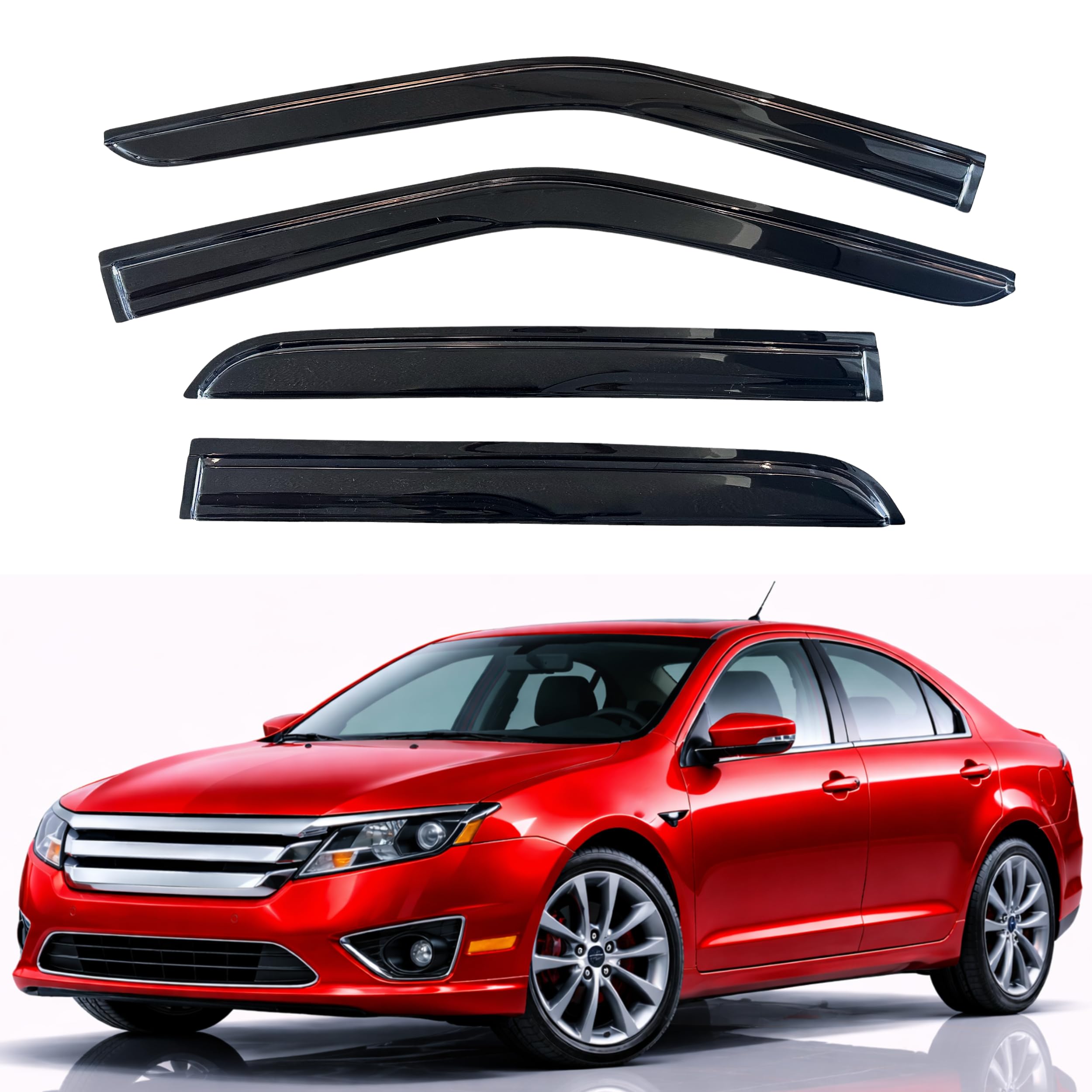 KPY Rain Guards Fit for 2006-2012 Ford Fusion (Excludes Hybrid Model), Out-Channel Window Visors Vent Deflector, Car Accessories for 2007-2013 Lincoln MKZ, 2006-2010 Mercury Milan, 2006 Lincoln Zephyr