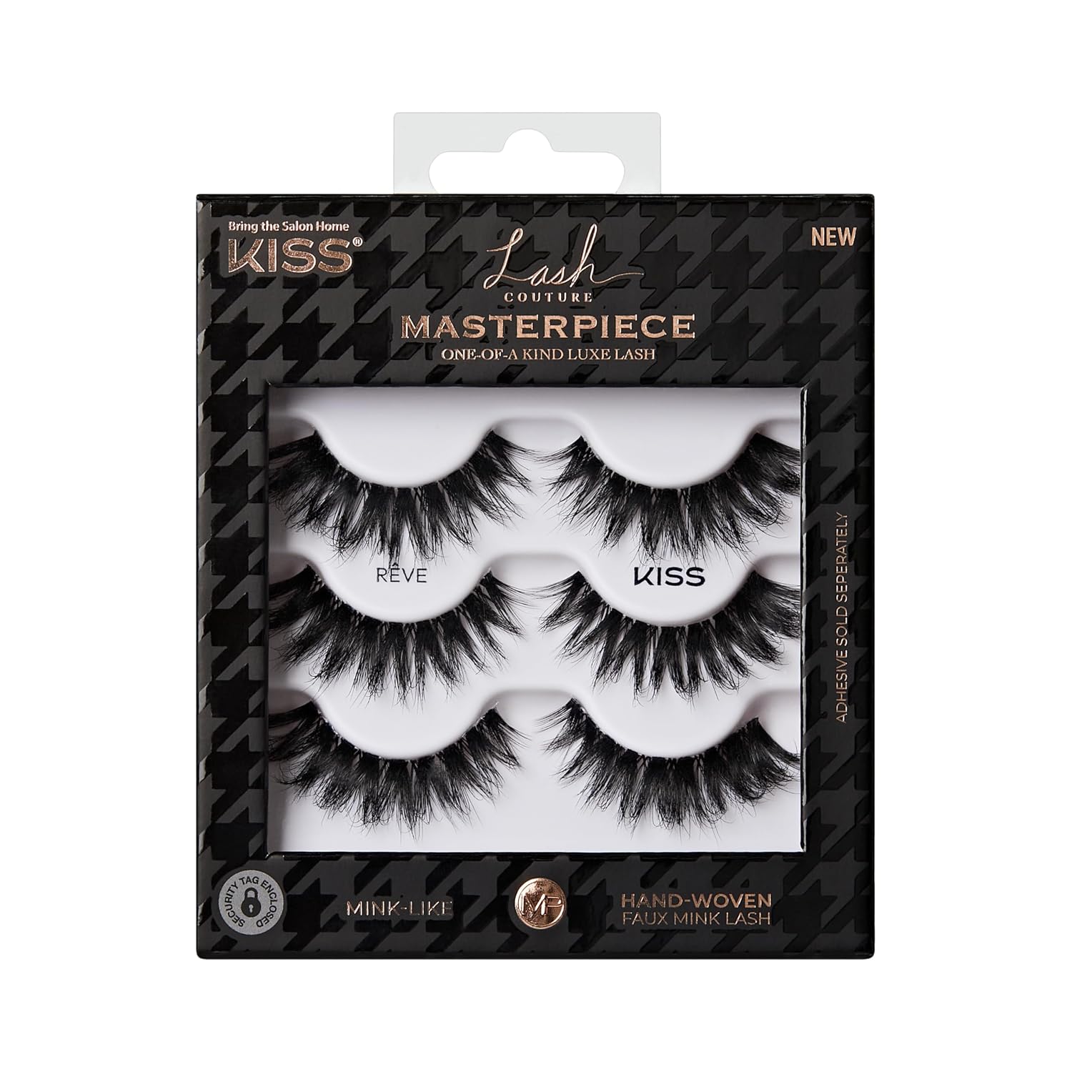 Kiss Lash Couture, False Eyelashes, 'Reve', 7mm-16mm, Includes 3 Pairs Strip Lashes, Easy to Apply, Reusable Lash Clusters