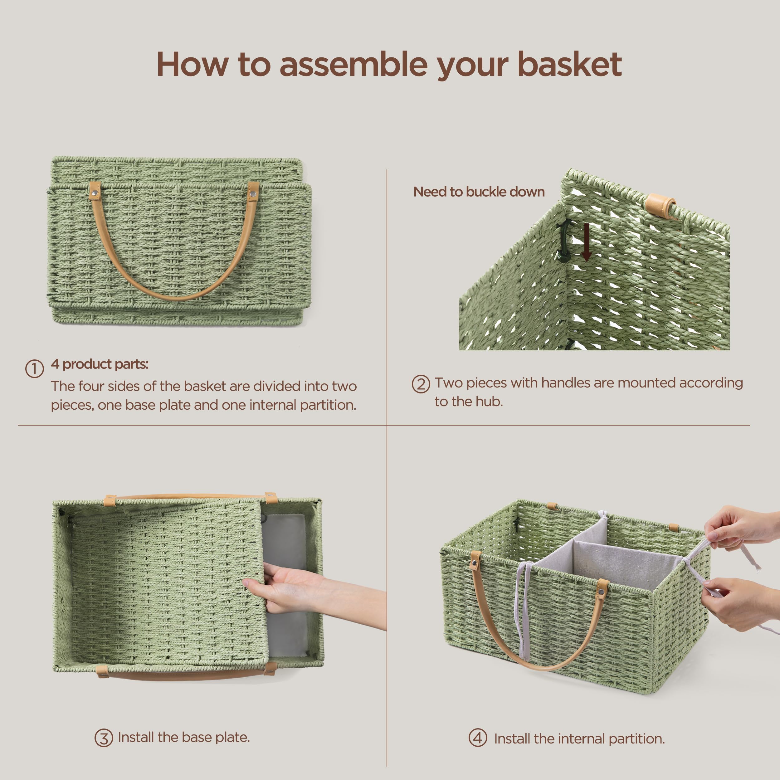 HBlife Grande cestino per pannolini per neonati, organizer, cestino portaoggetti in corda di carta, con divisorio rimovibile, portatile, per auto, regalo per baby shower, indispensabile per neonati