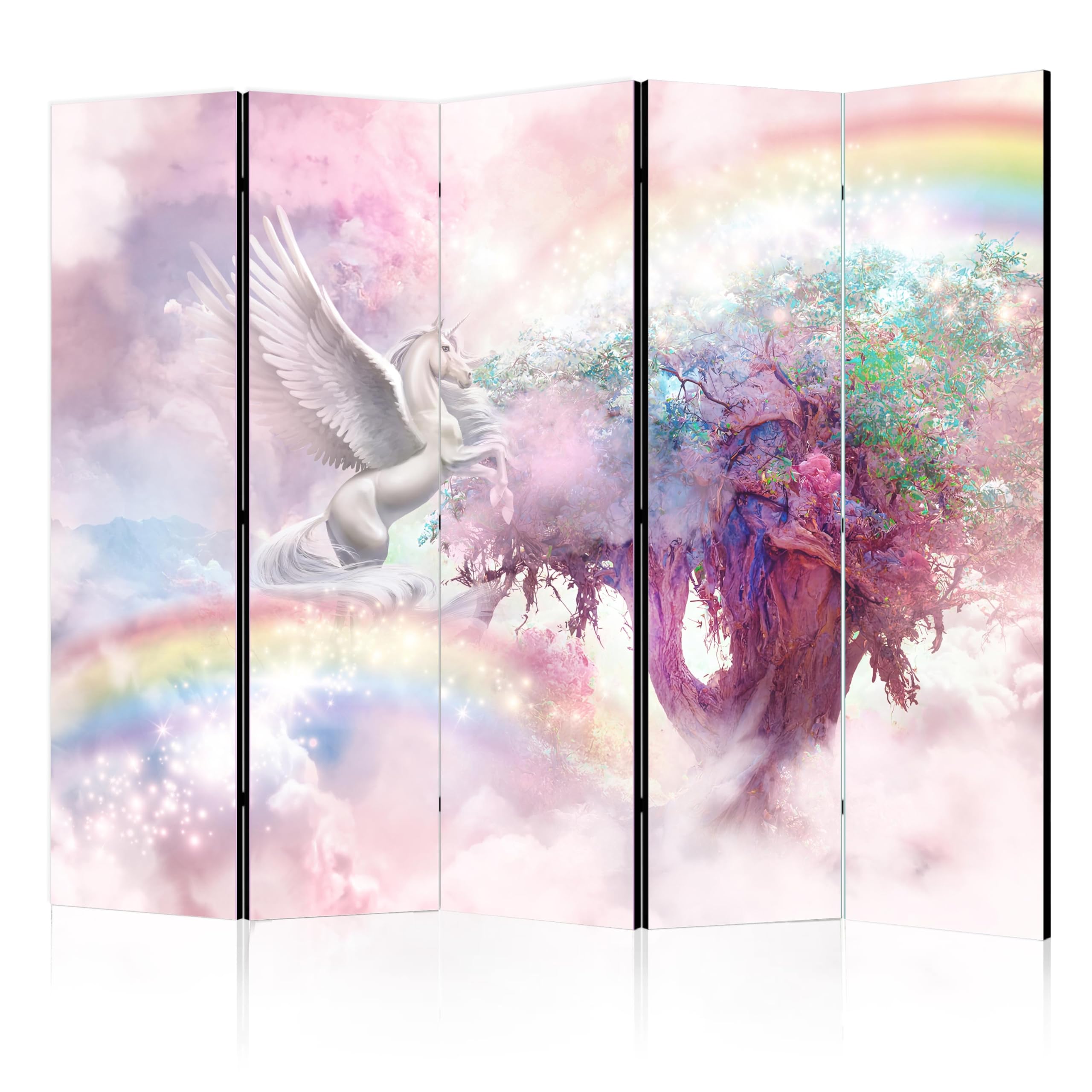 murando Decorative Room Divider Minimalism 225x172 cm / 89"x68" Double-Sided Folding Screen 5 Panels Room Partition Non-Woven Canvas Print Opaque Photo Display - for children e-C-10029-z-b