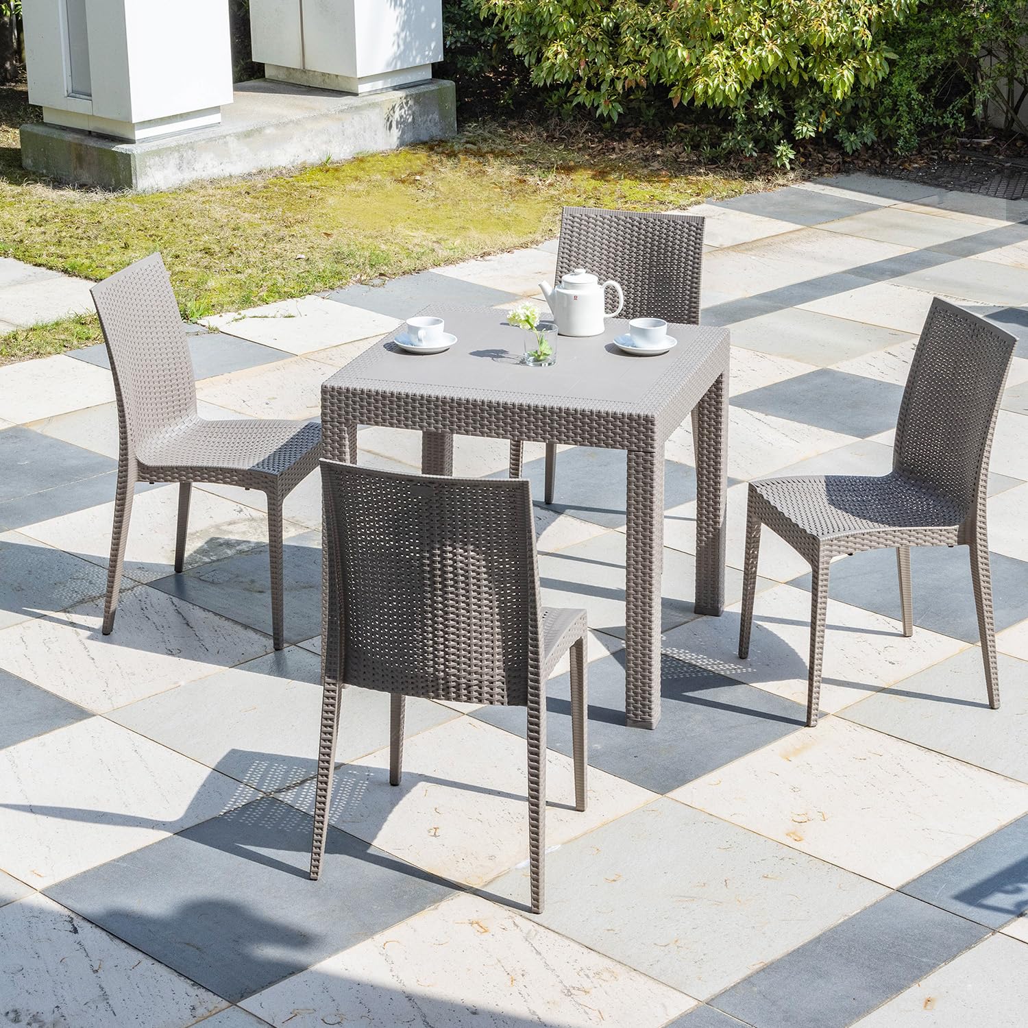 Amazon.co.jp: ガーデンテーブル チェア 5点セット W80テーブル 肘無し