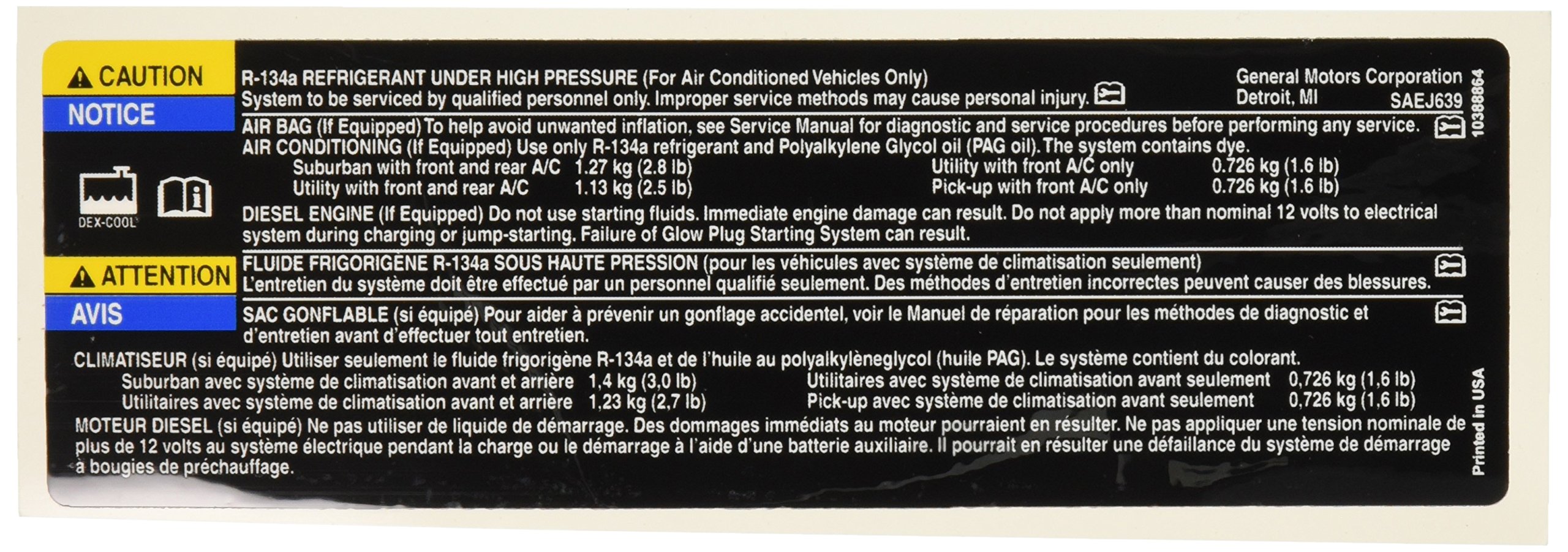 Genuine Gm 10388864 Air Conditioning Refrigerant Warning Label | Desertcart  Seychelles